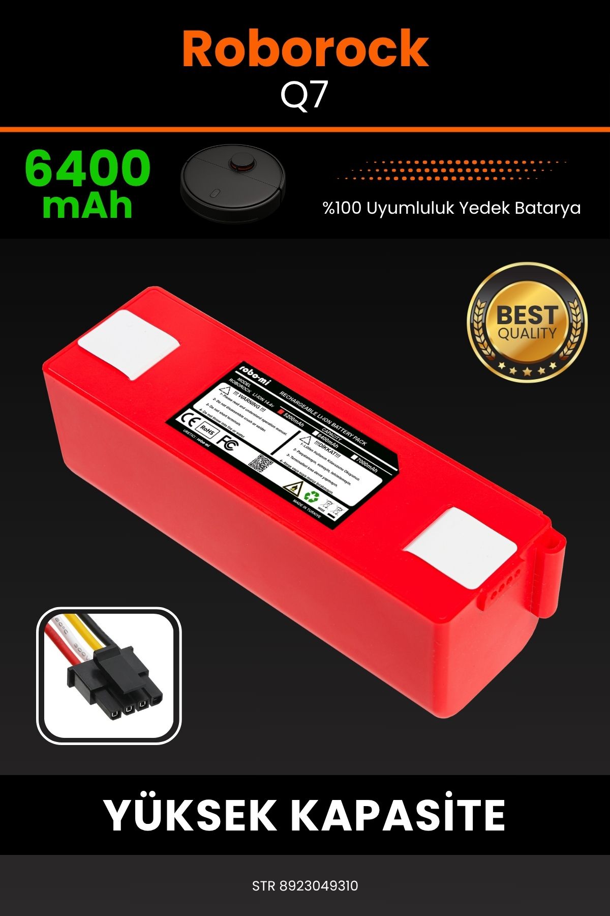 robo-mi Roborock Q7 6400mAh Robot Süpürge Bataryası - Koruma Katmanlı Batarya Teknolojisi