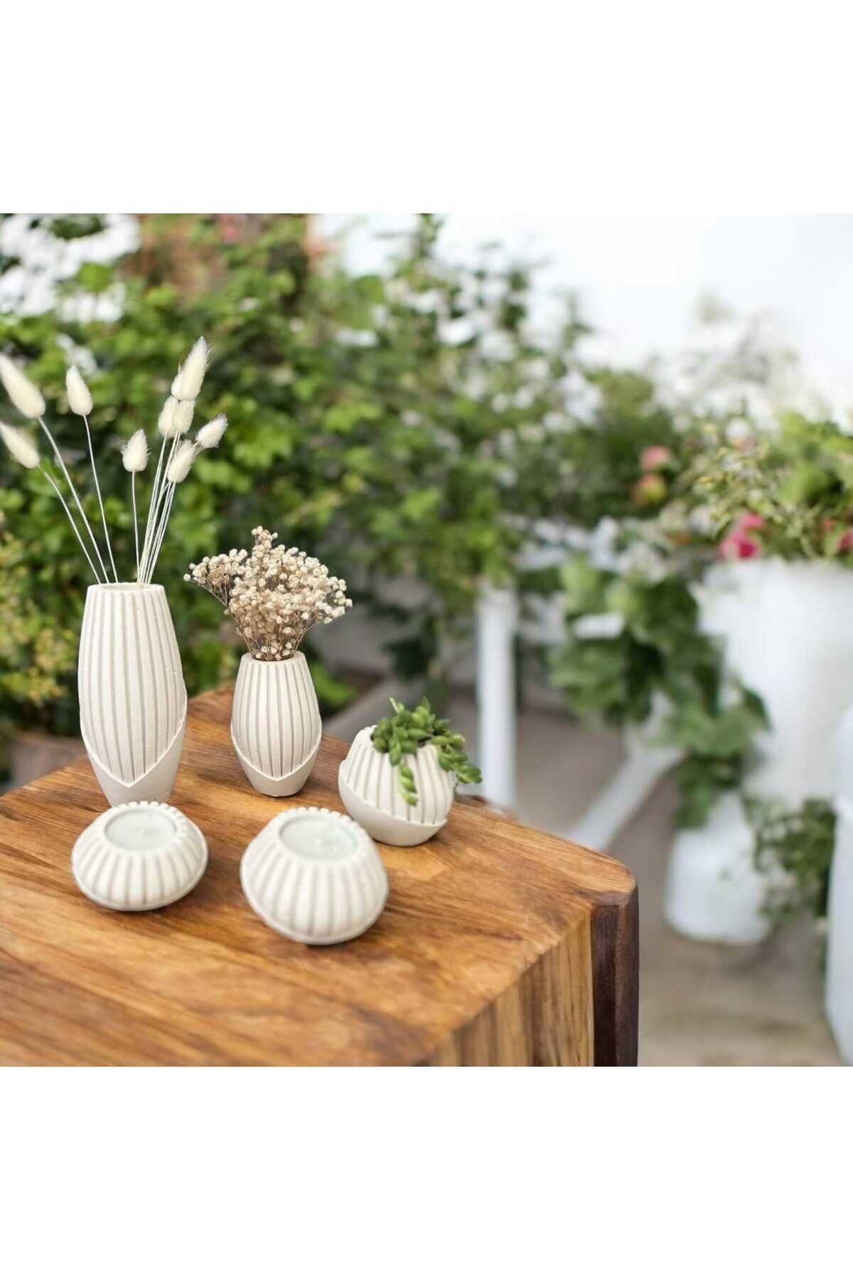 SerenityHaven Dekoratif 5’li çiçeklik vazo mumluk decor ,gift ,hediyelik ,vaso, christmas, noel ,Yılbaşına Özel
