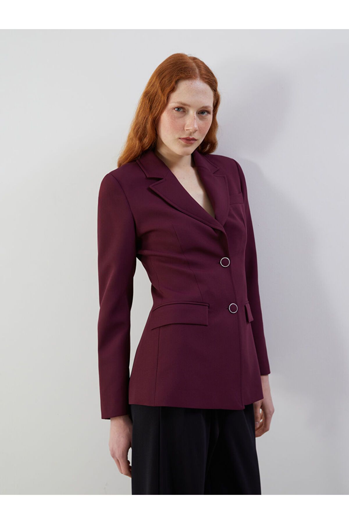 LC Waikiki LCW Vision Bordo Krep Kadın Blazer Ceket S5OS48Z8NVY25