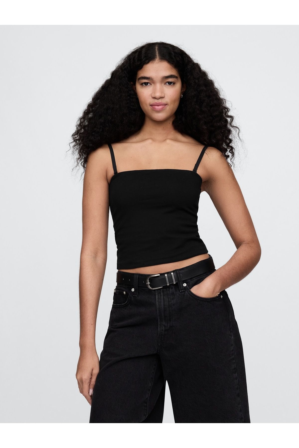 GAP Kadın Siyah CloseKnit Crop Üst
