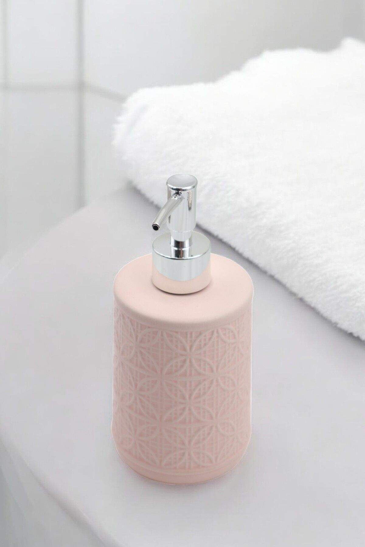LUMİNA Toz Pembe Porselen Sıvı Sabunluk