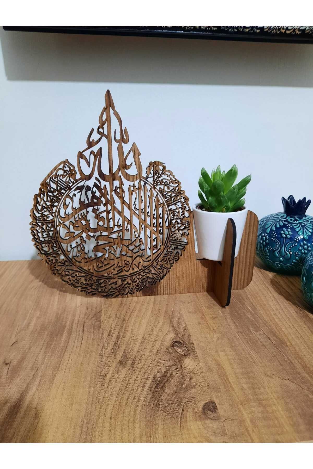 SerenityHaven Ayetel Kürsi Ahşap Dekoratif Masa Üstü Canlı Çiçekli Biblo
