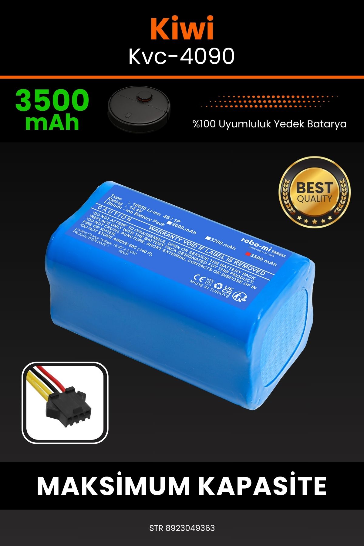 robo-mi Kiwi Kvc-4090 3500mAh Robot Süpürge Bataryası - Koruma Katmanlı Batarya Teknolojisi
