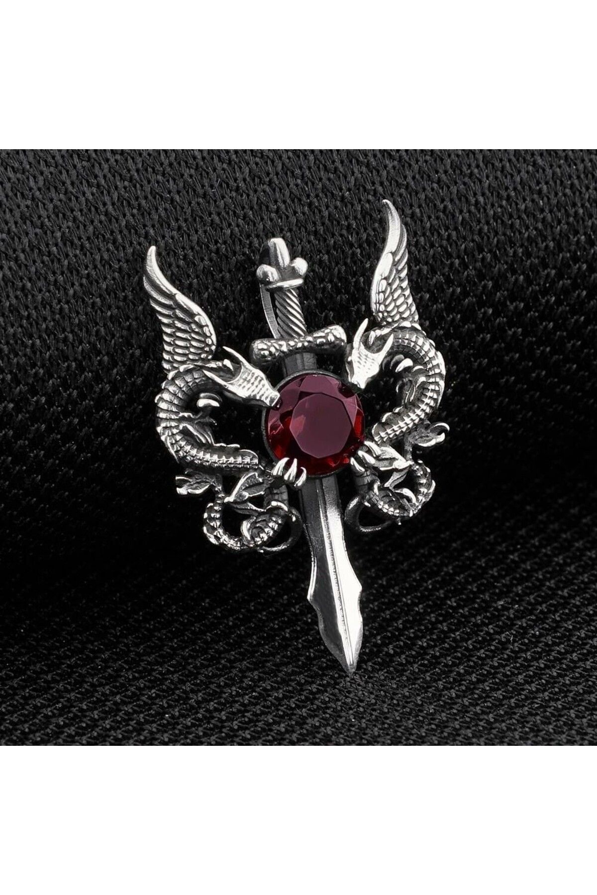 shop Ejderha Tasarımlı Zirkon Taşlı 925 Ayar Gümüş Erkek Kolye