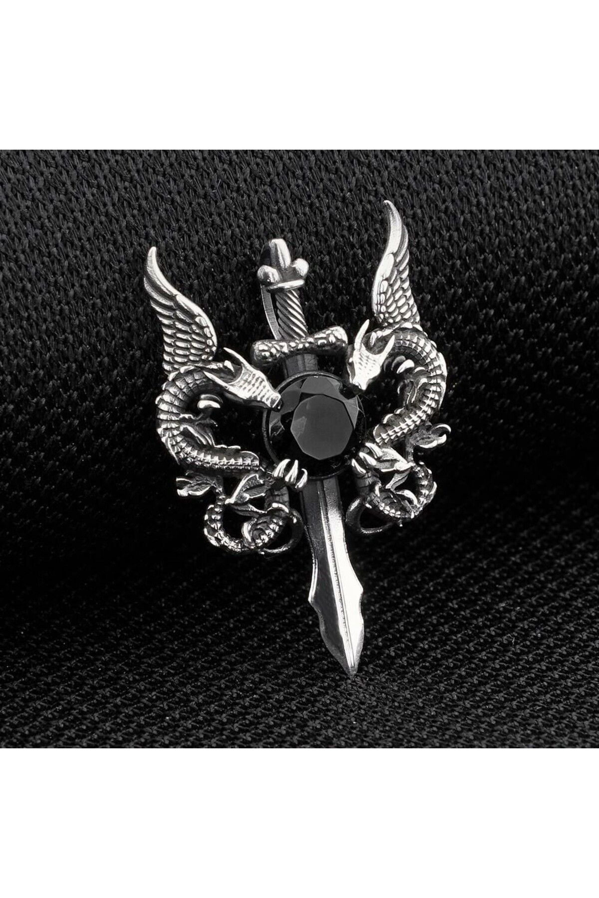 shop Ejderha Tasarımlı Zirkon Taşlı 925 Ayar Gümüş Erkek Kolye Ucu