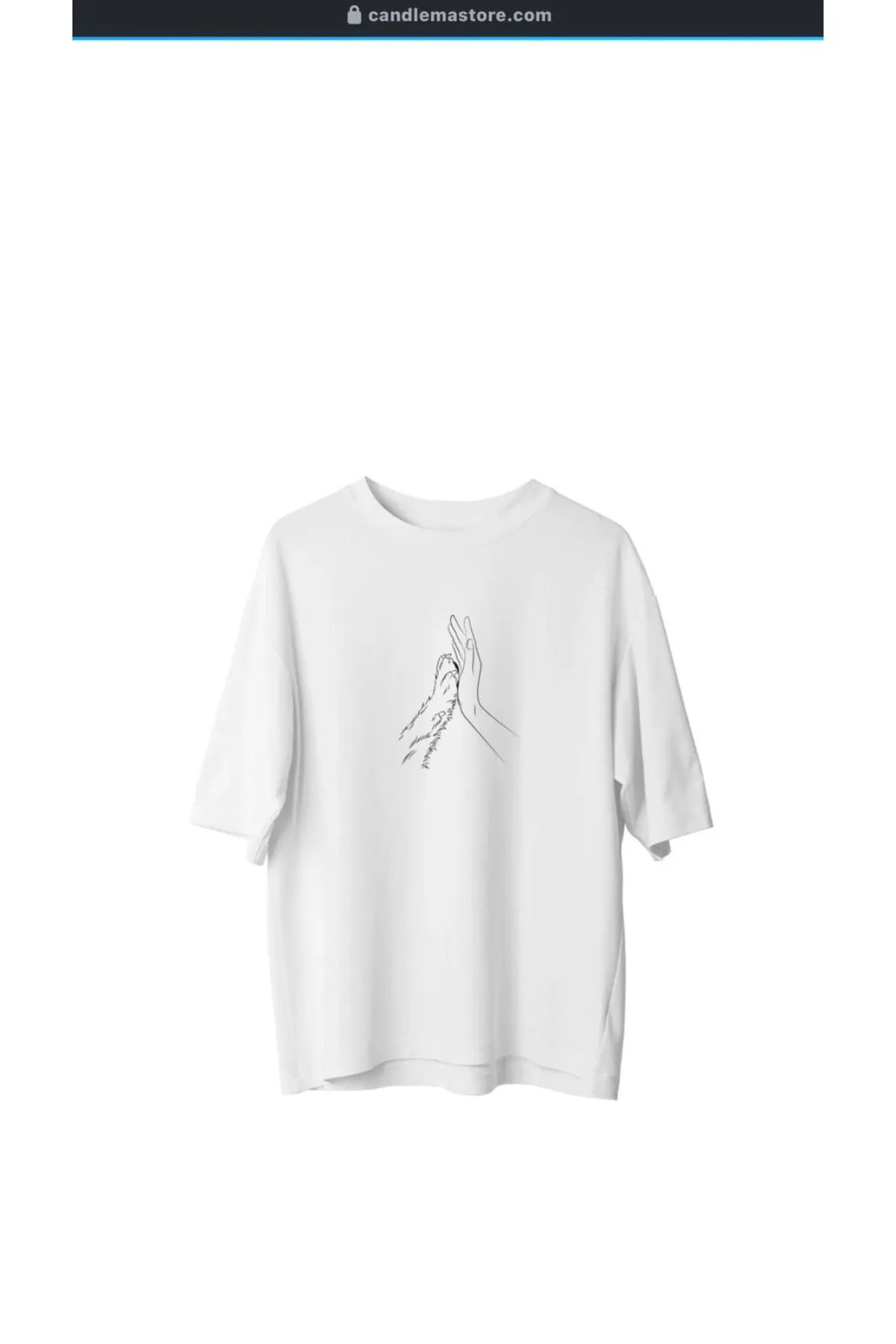 Koklonmoda Büyük Beden Unisex El Ele Köpek Baskılı Oversize T-Shirt