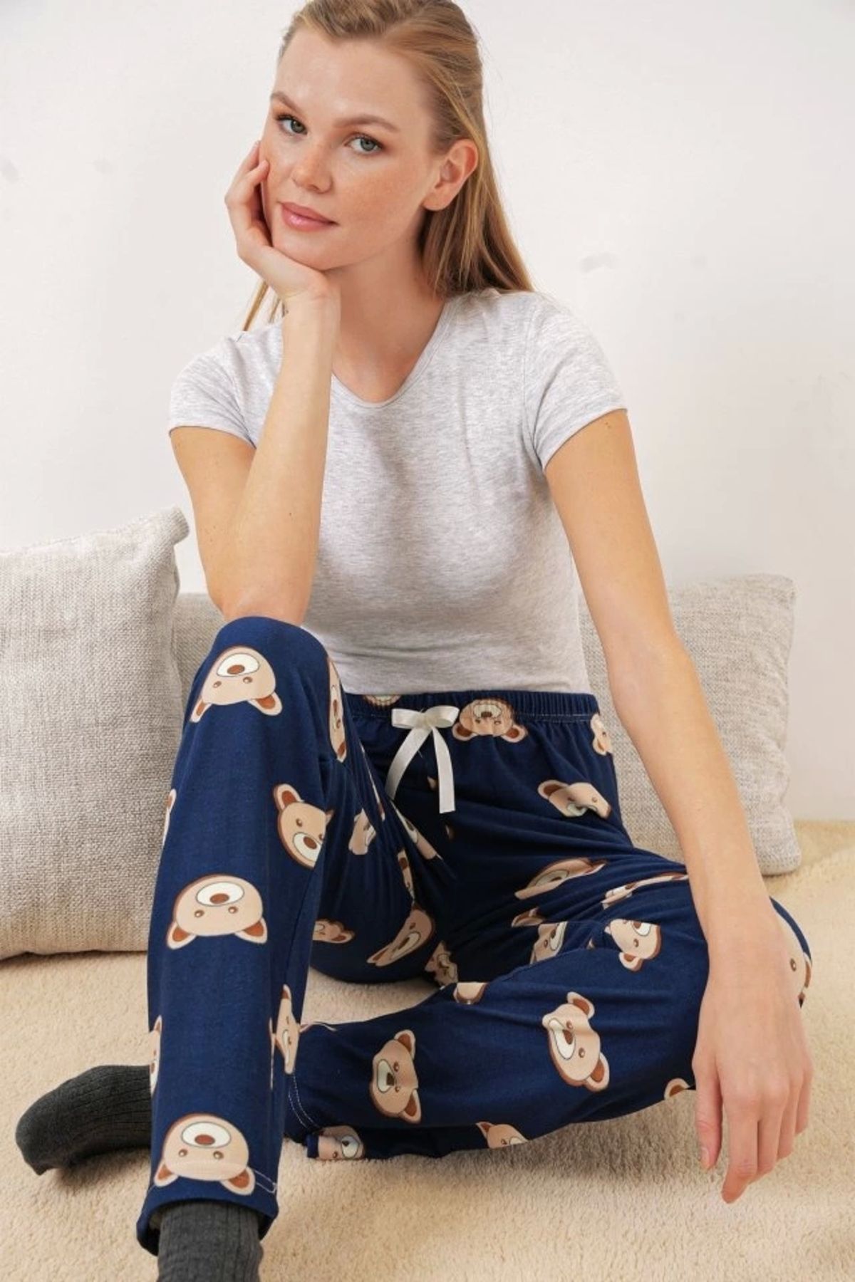 Butik 4323 Desenli Pijama Altı - F.Lacivert