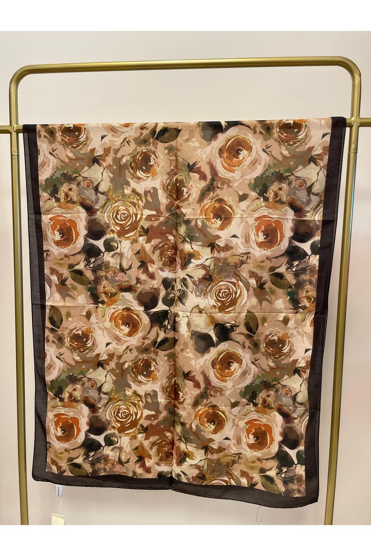 MENESSA Pamuk Vual Rose Desen Şal
