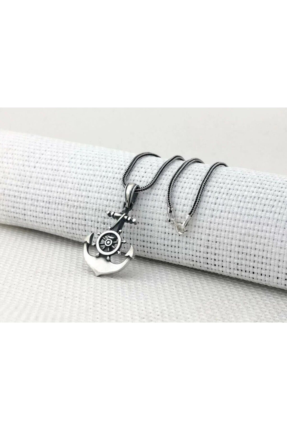 shop Çapa Dümen Tasarımlı 925 Ayar Gümüş Erkek Kolye