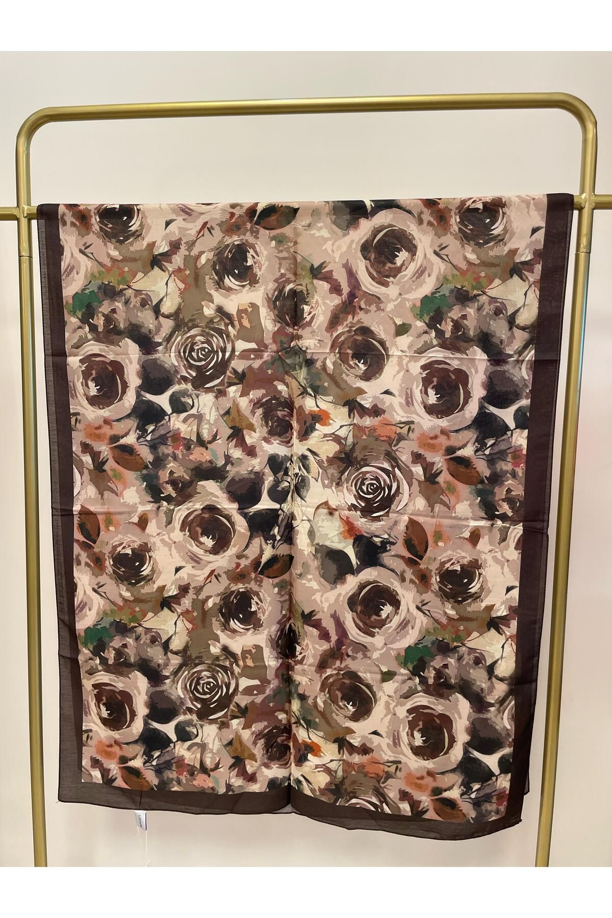 MENESSA Pamuk Vual Rose Desen Şal