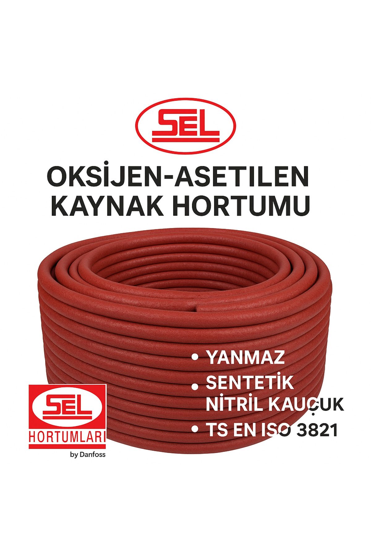 sel hortum Jupiter 25 Metre Kırmızı Kaynak Hortumu 8mm (5/16”) – Yanmaz, TS EN ISO 3821