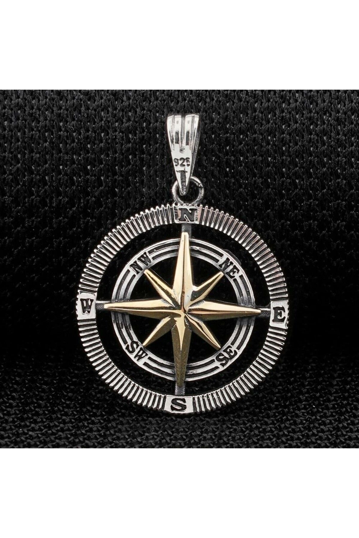 shop Çift Taraflı Pusula 925 Ayar Gümüş Erkek Kolye Ucu