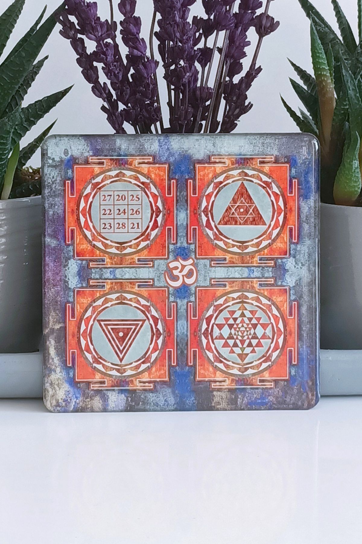 SerenityHaven Sri Kubera Ganesha Kali Yantra Aum Om Dekoratif Obje, Magnet, Bardak Altlığı