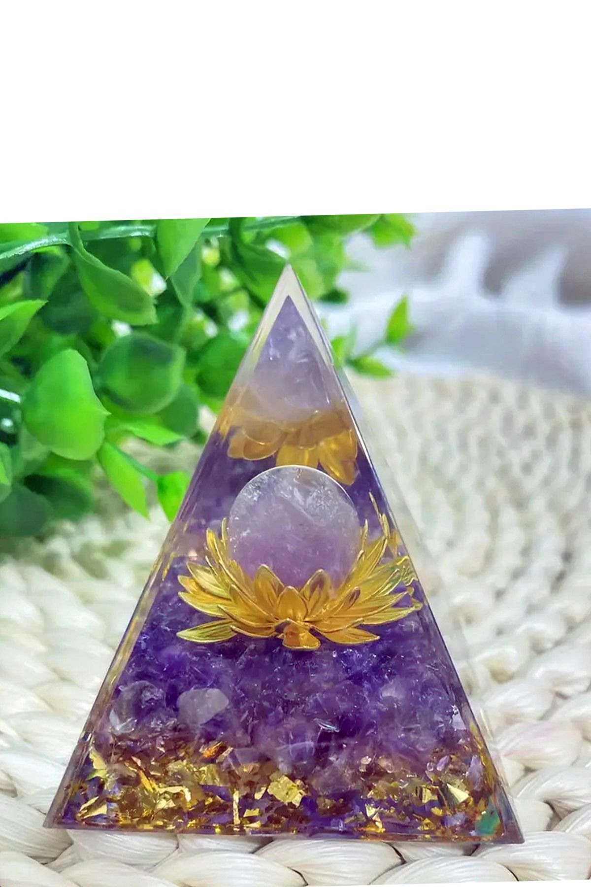 SerenityHaven Sertifikalı Ametist ( Enerji Taşı ) Doğal Taş Piramit Model Orgonit