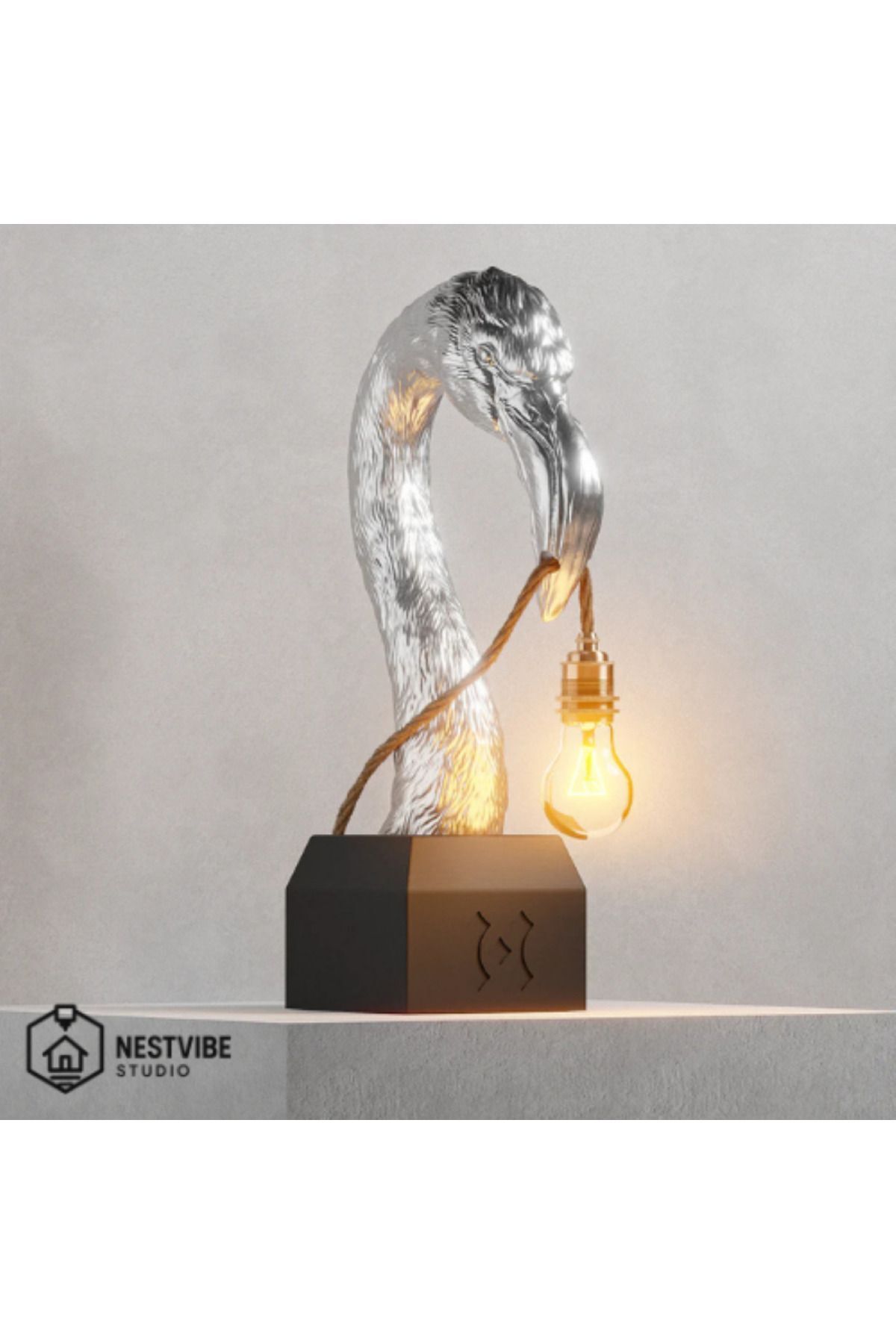 SerenityHaven Flamingo Başlı Tasarımlı Şık Masa Lambası Nestvibe Studio Özel Seri