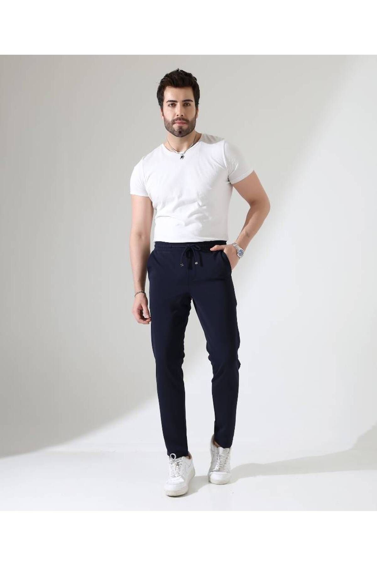 Benim Denim ERKEK BELİ TAM LASTİKLİ LACİVERT LOOSER JOGGER ÖRME RAHAT PANTOLON