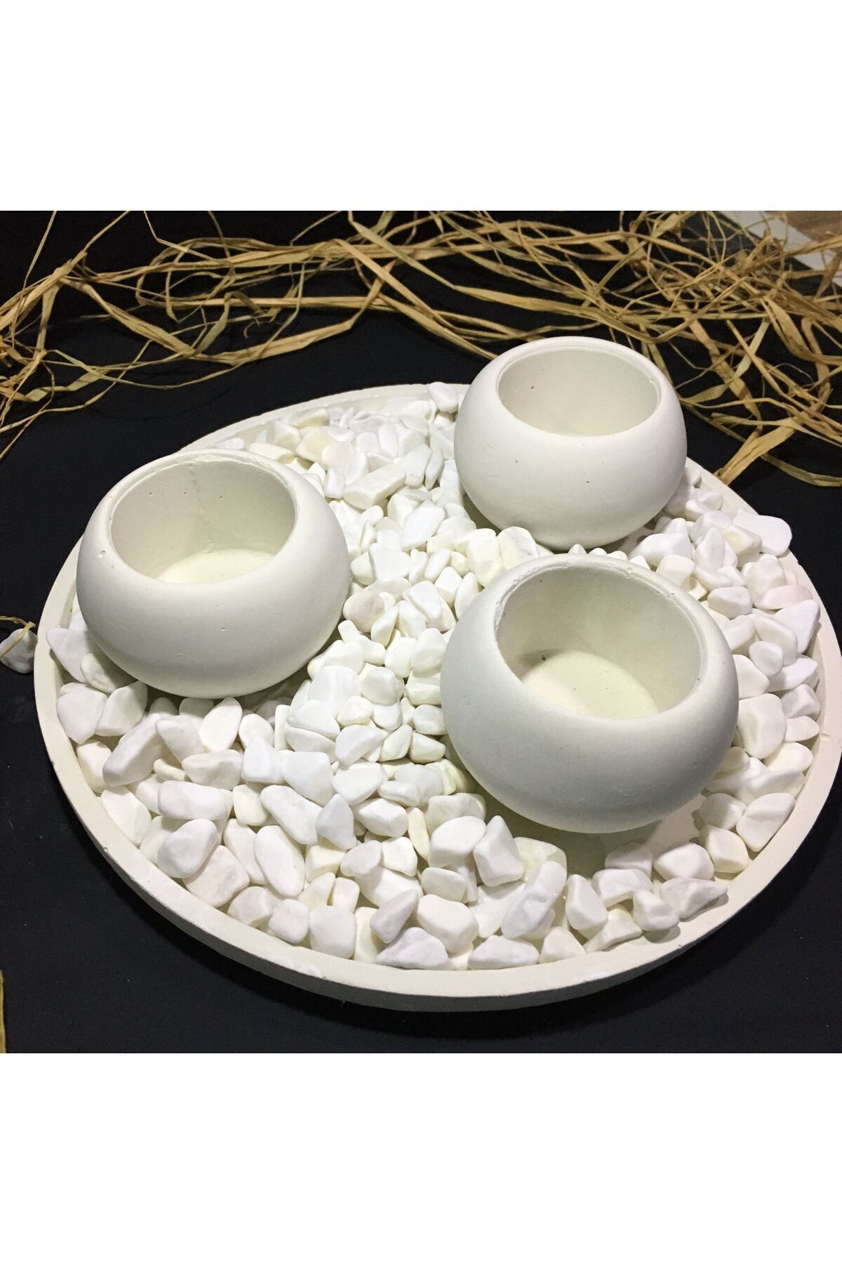 SerenityHaven 3 Lü Bubble Mumluk Alt Tabak Ve Taş Dahil Gift Decor