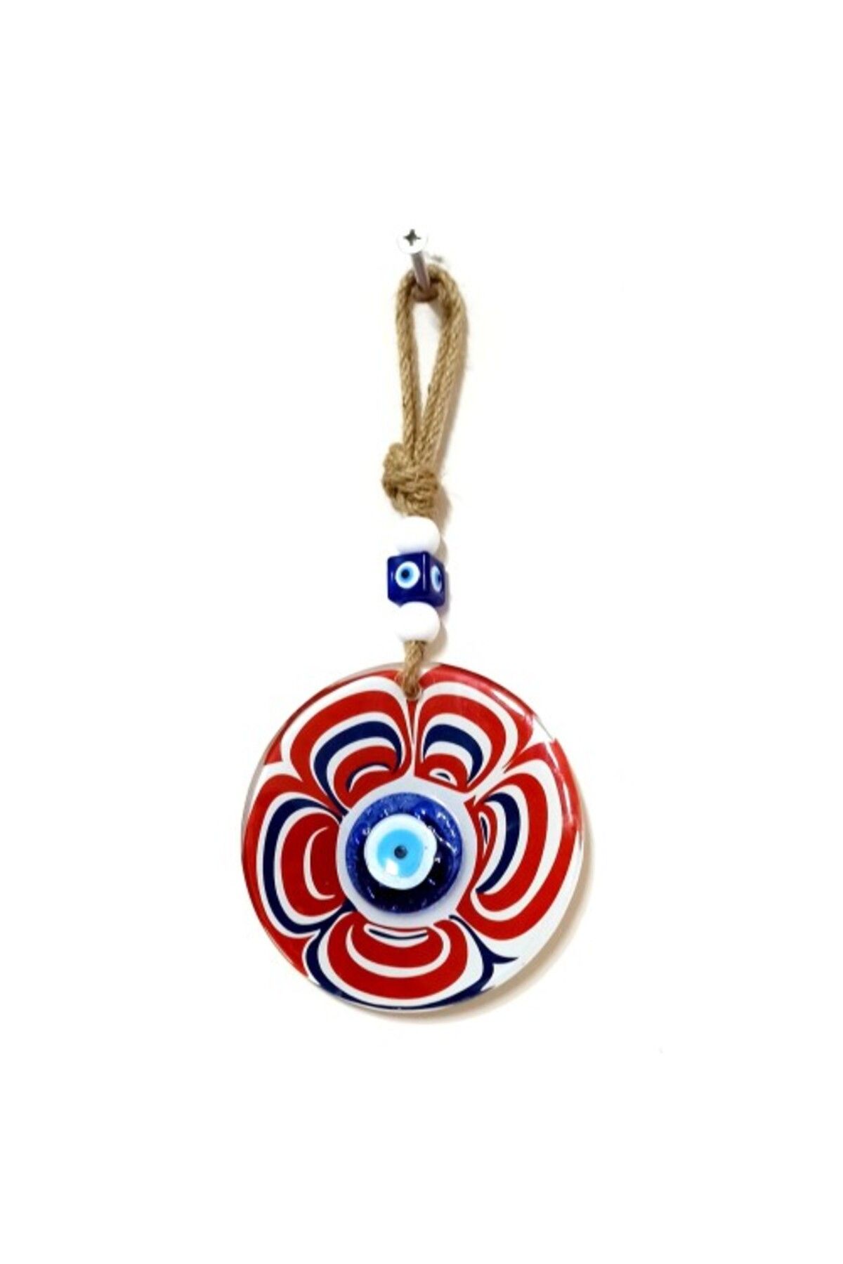 SAVA HOME COLLECTİON Cam Nazar Boncuklu Kırmızı Şeker Modelli Duvar Süsü