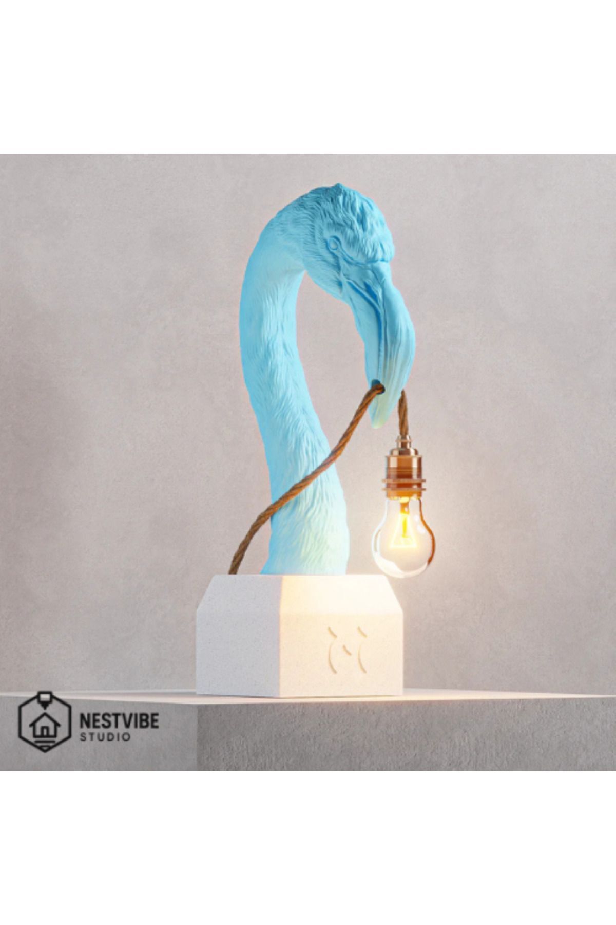 SerenityHaven Flamingo Başlı Tasarımlı Şık Masa Lambası Nestvibe Studio Özel Seri
