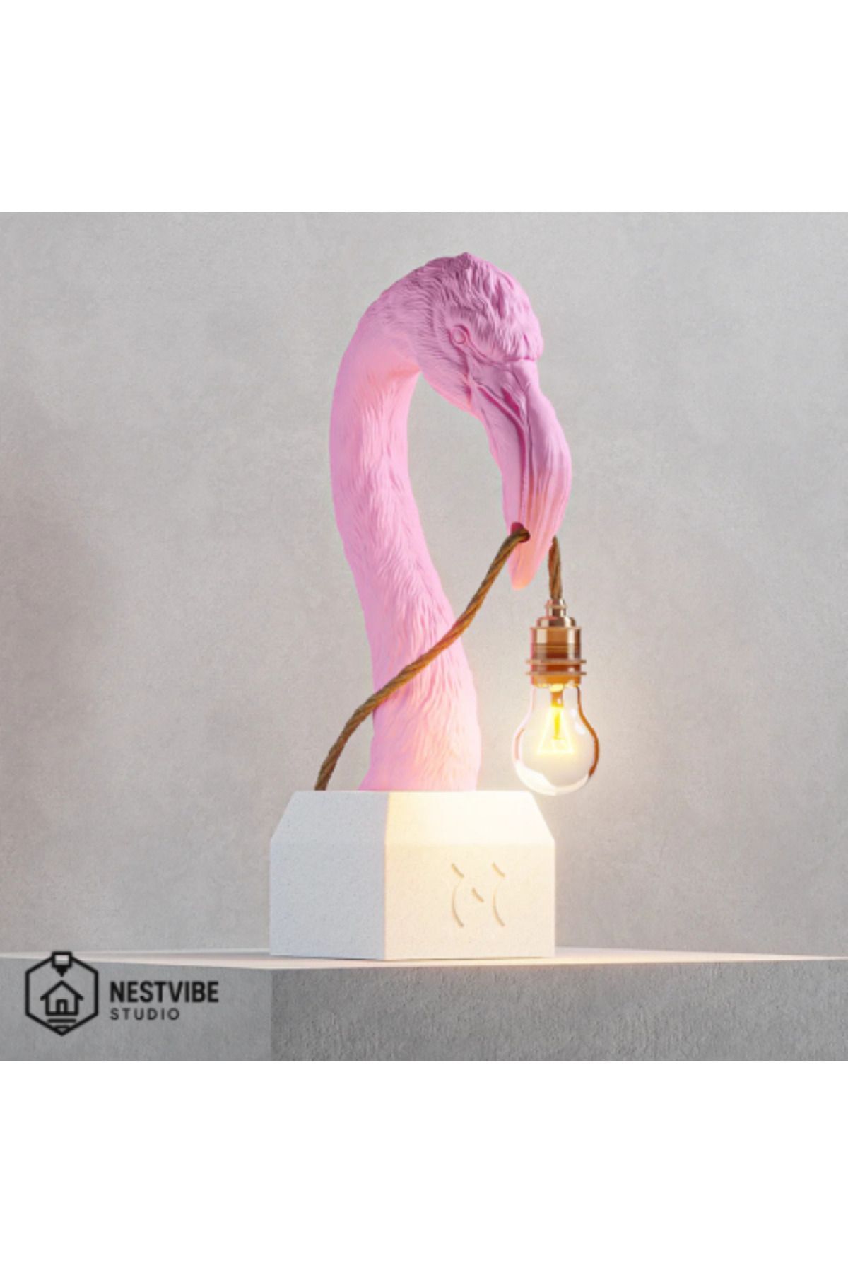 SerenityHaven Flamingo Başlı Tasarımlı Şık Masa Lambası Nestvibe Studio Özel Seri