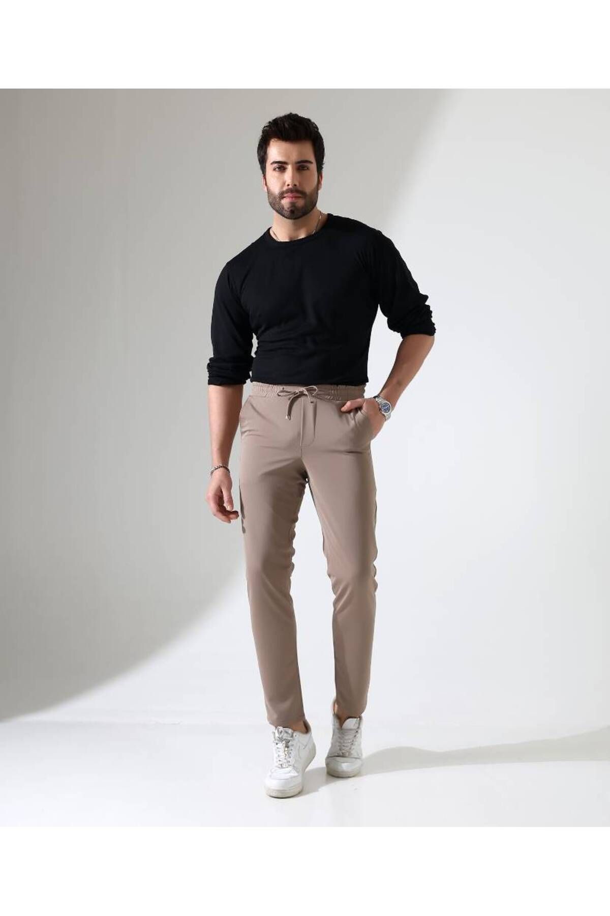 Benim Denim ERKEK BELİ TAM LASTİKLİ VİZON LOOSER JOGGER ÖRME RAHAT PANTOLON
