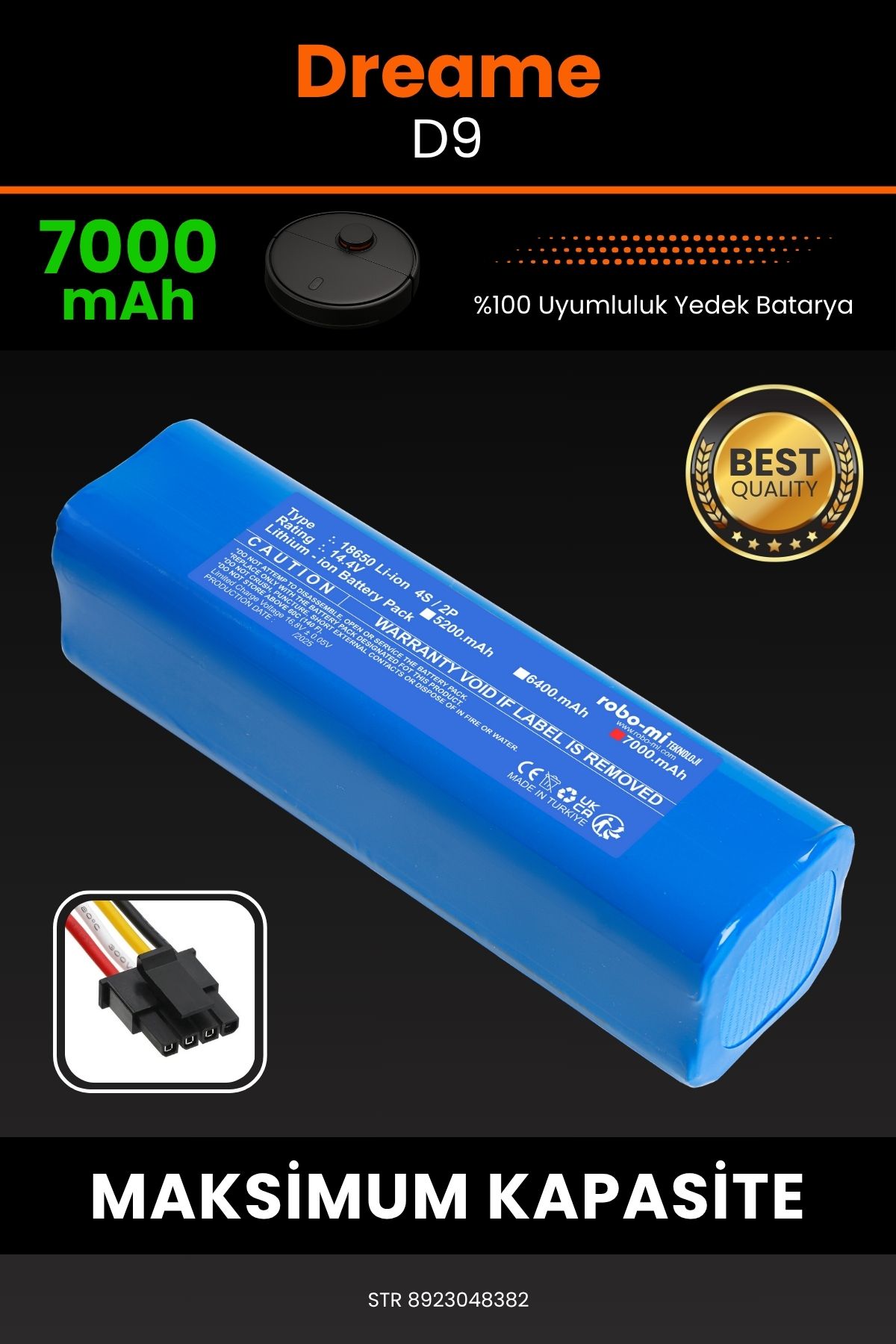robo-mi Dreame D9 7000mAh Robot Süpürge Bataryası - Koruma Katmanlı Batarya Teknolojisi