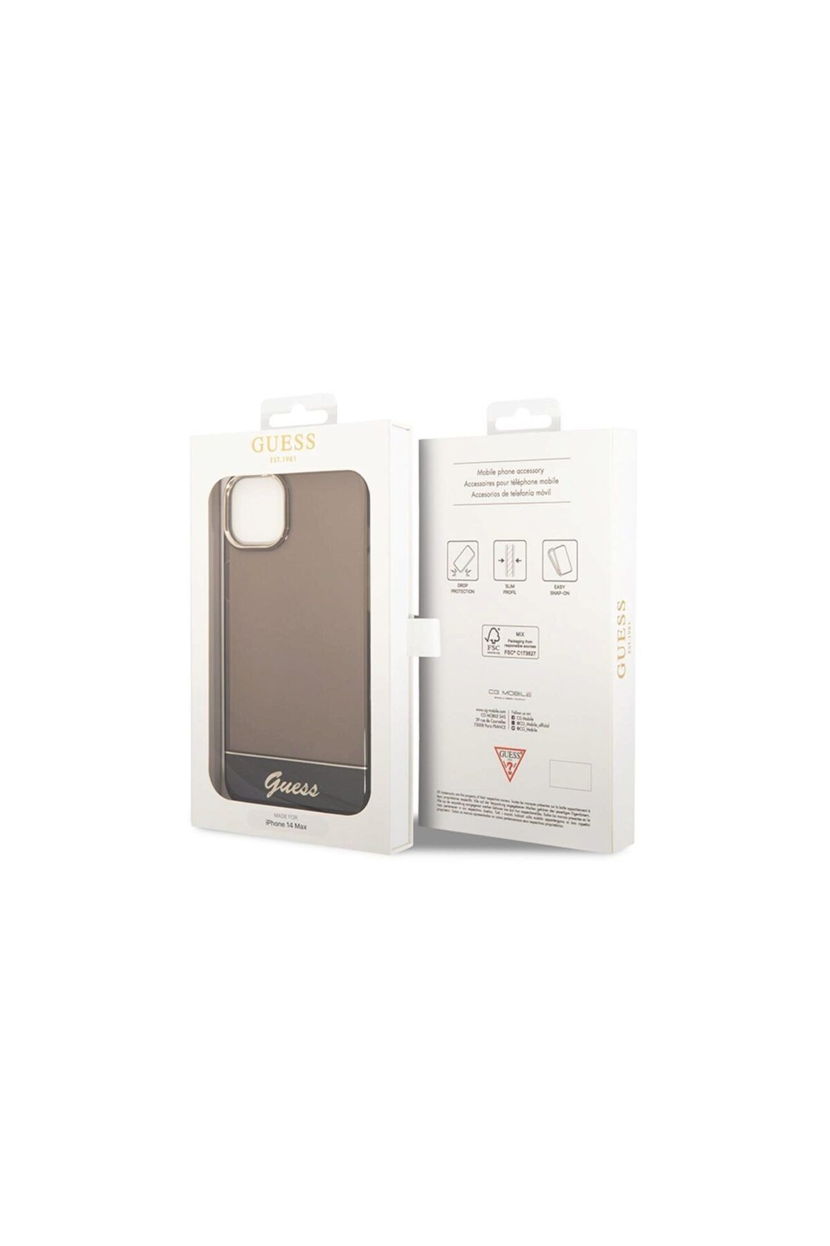 Guess-iPhone 14 Plus Camera Outline Translucent Black Case 2