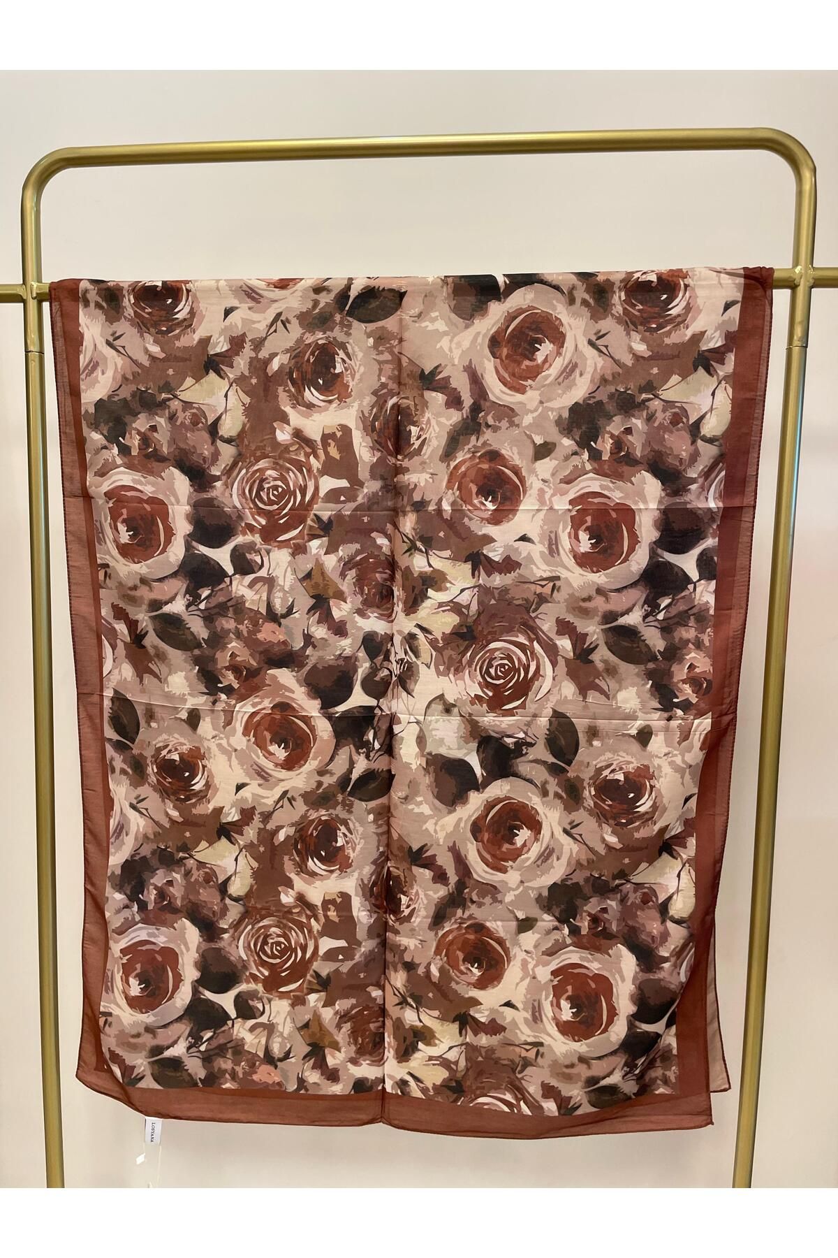 MENESSA Pamuk Vual Rose Desen Şal