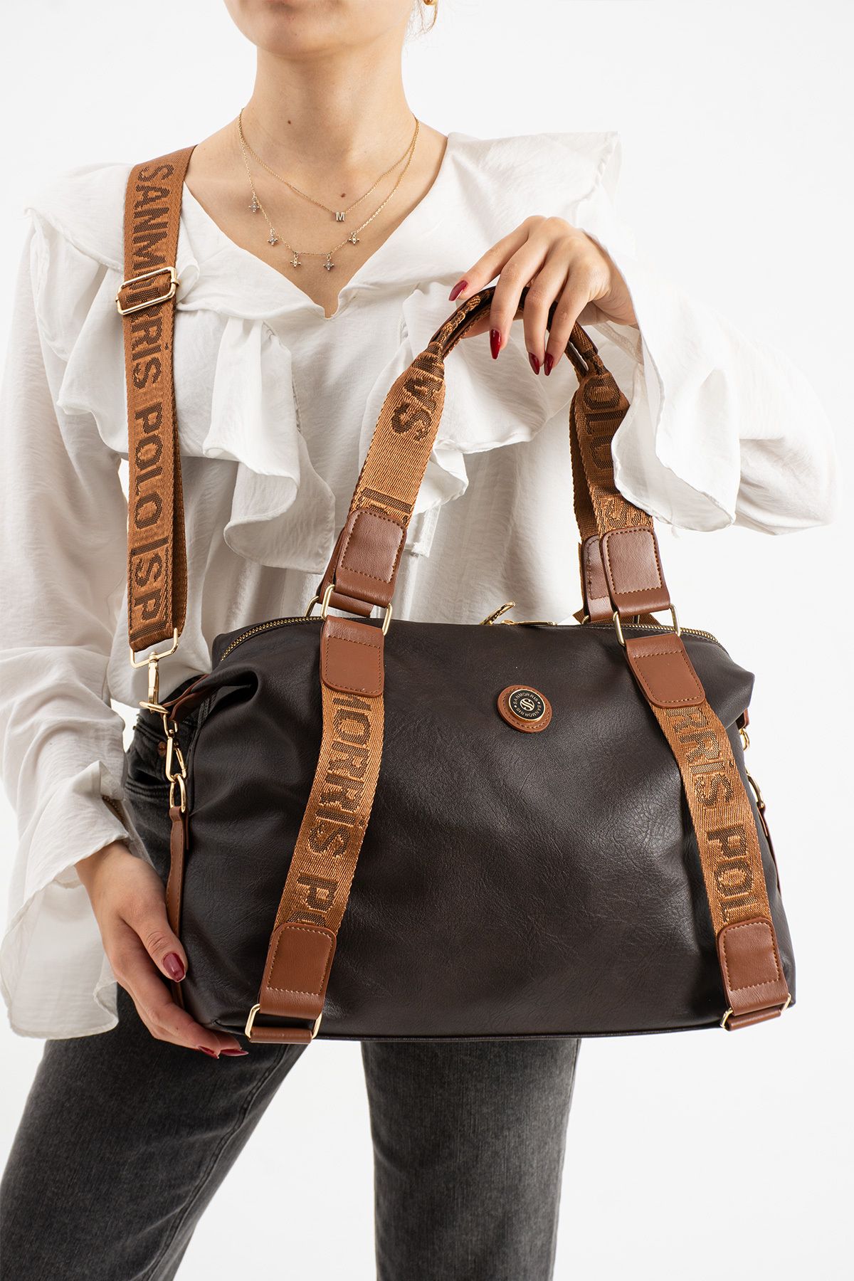 Lifonbag Kadın Çok Gözlü Ayarlanabilir Çapraz Askılı Büyük Boy Polo El Ve Omuz Çantası