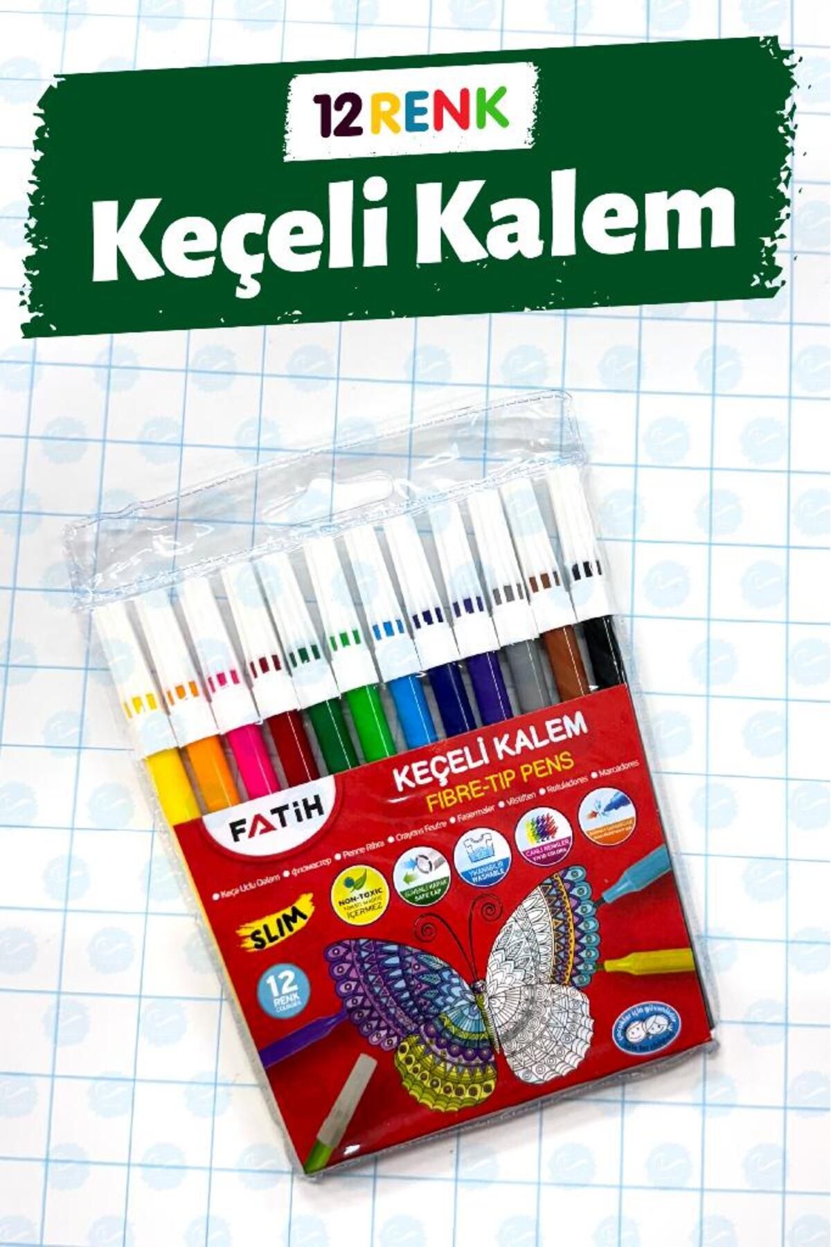 t tuğset etiket 12 Renk Keçeli Kalem-T1410
