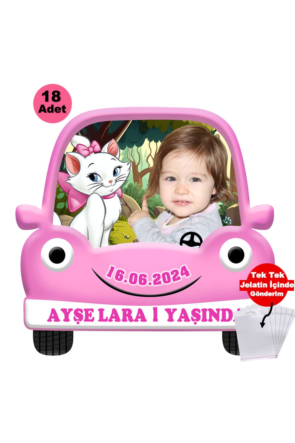 Elara Tasarım 1 Yaş 18 Adet Kedili Fotoğraflı Kişiye özel Doğum Günü Magnet Hediye Poşetli Gönderilir.