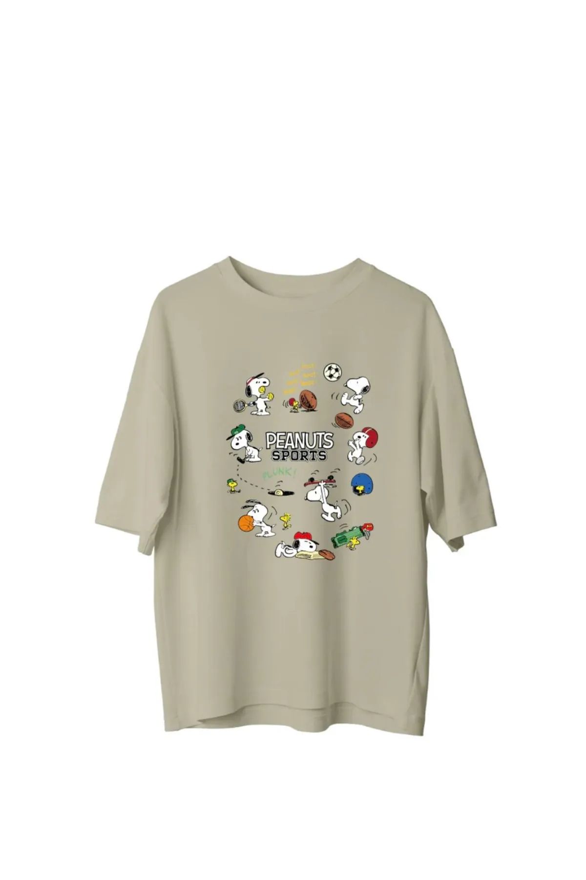 Koklonmoda Büyük Beden Unisex Peanut Sports Baskılı Oversize T-Shirt