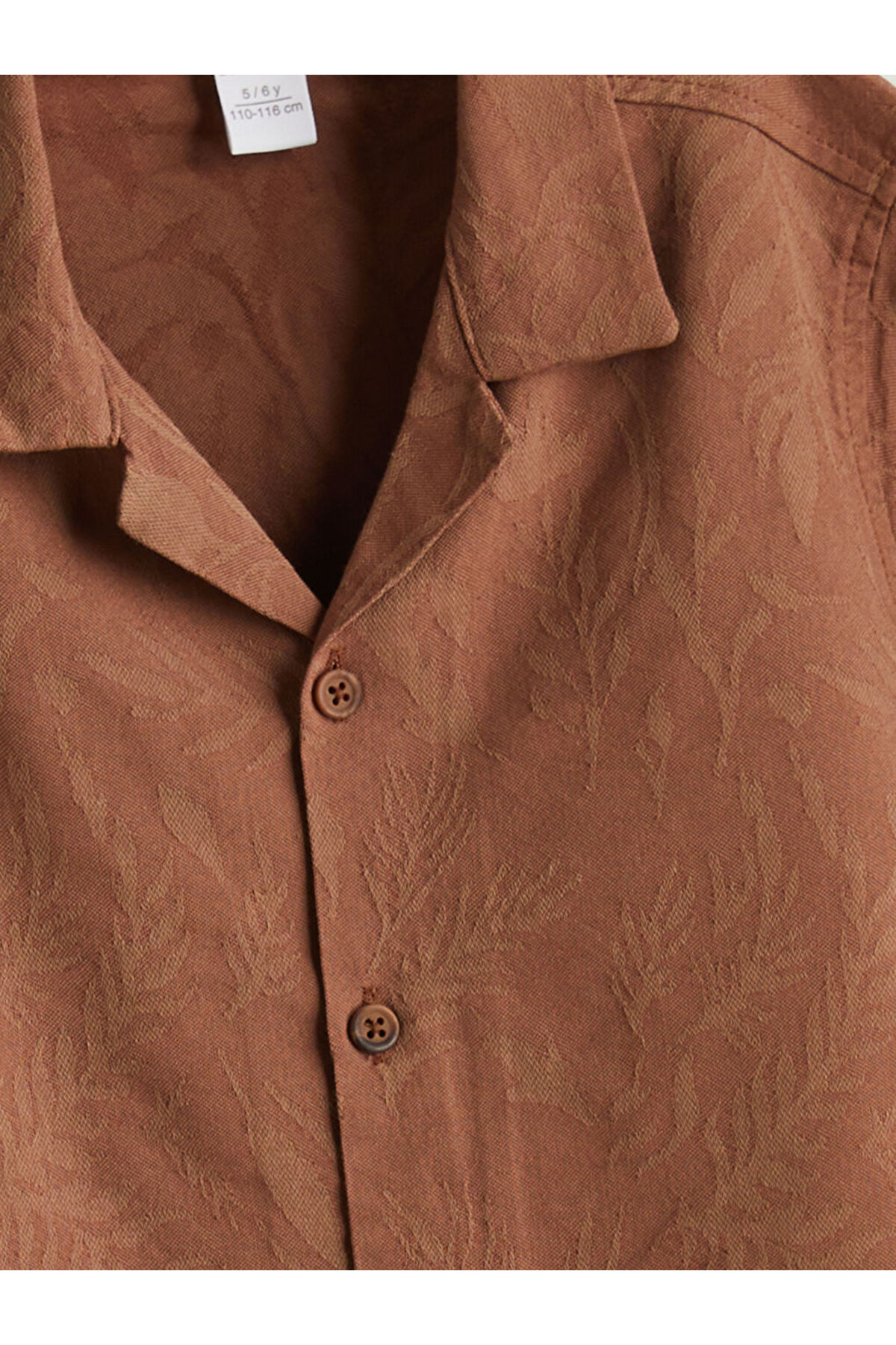 LC Waikiki Kahverengi Resort Yaka Erkek Çocuk Pamuk Karışımlı Gömlek fotoğrafı 4 (önizleme)