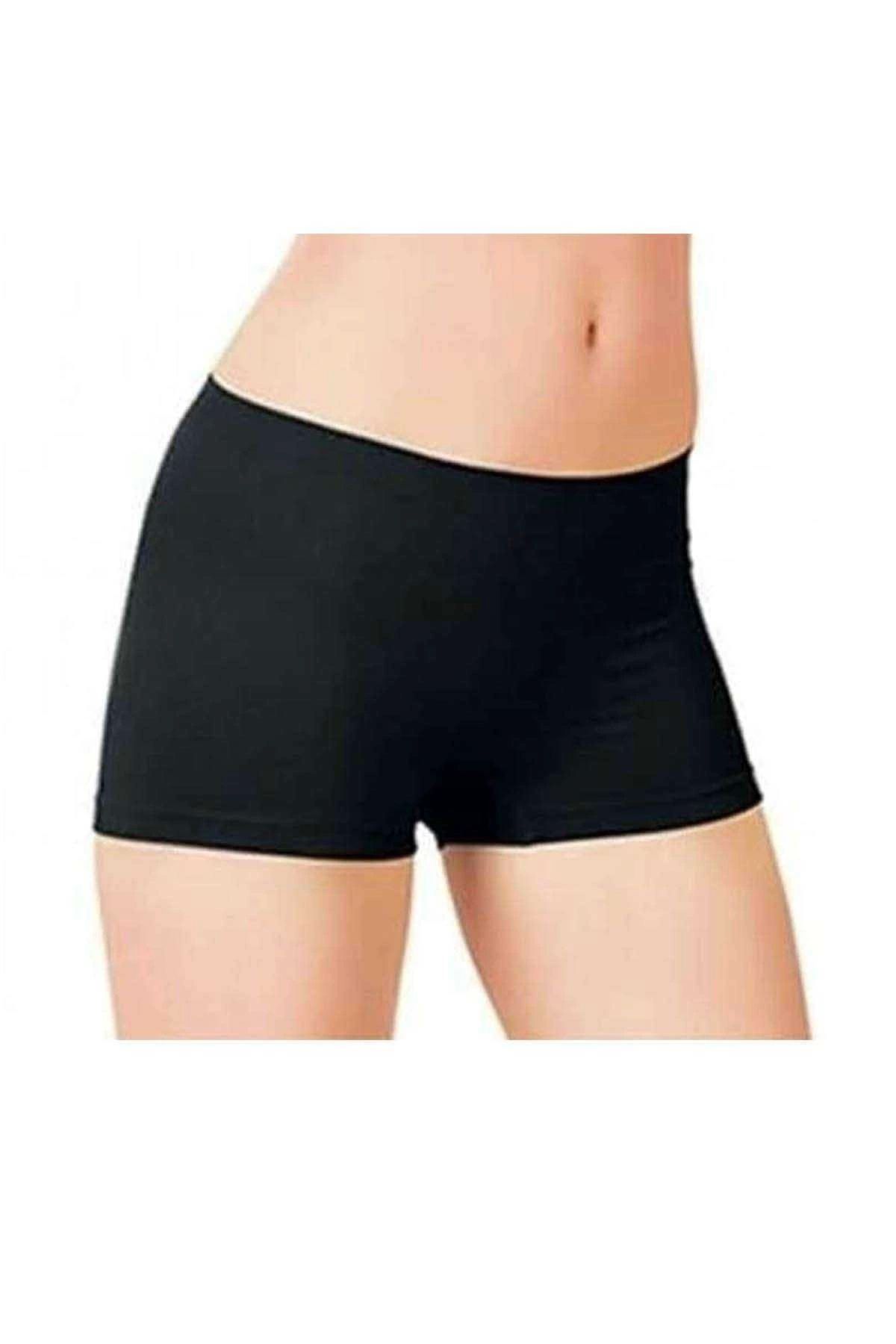 POLEXP Siyah Kadın Dikişsiz Boxer Şortu