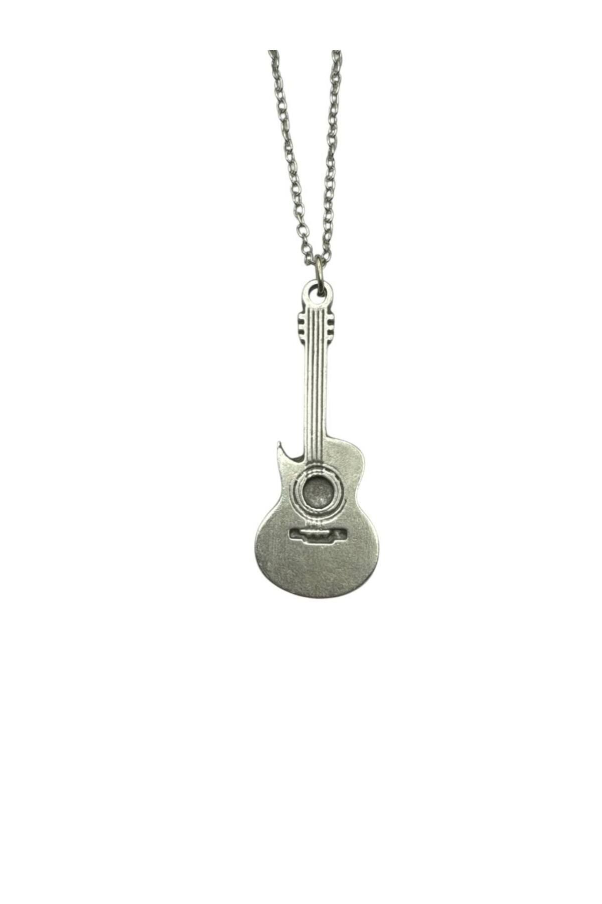 Herşey Nota Gitar Figürlü Unisex Kolye – Müzik Tutkunlarına Özel Zarif ve Anlamlı Aksesuar, 60 cm Zincirli