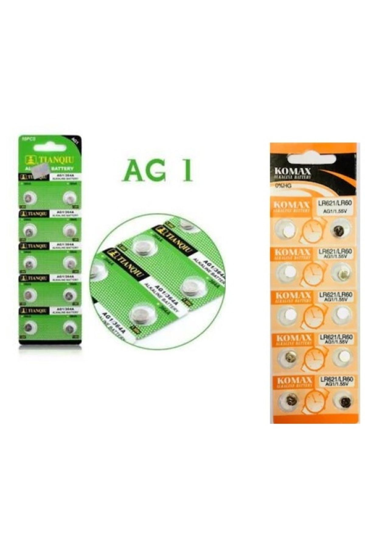 noip Buton Pil - Saat Lazer Hesap Makinesi Pili 10lu Paket AG1 LR621/LR60 1.55V (7474)