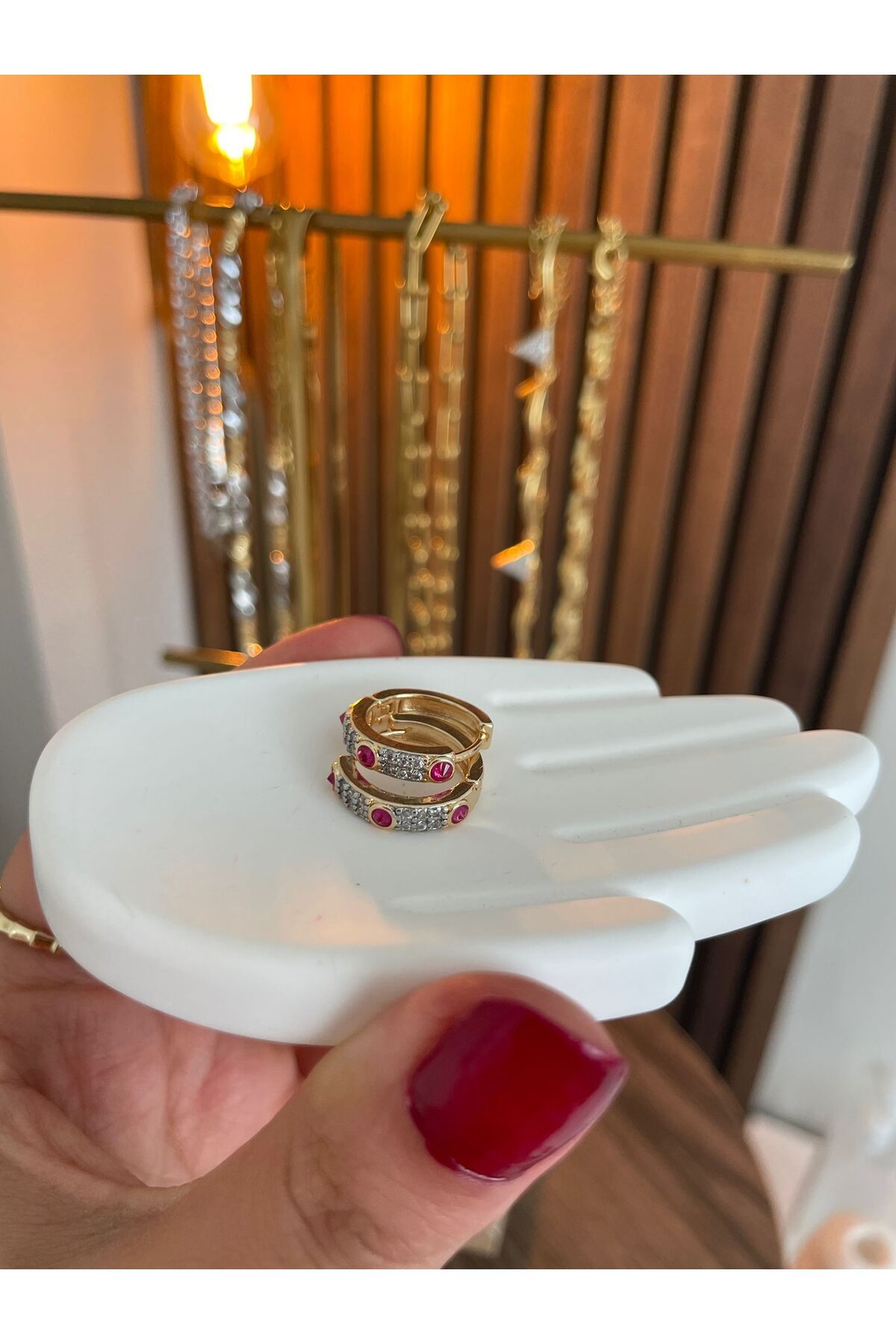 YSX JEWELRY Zirkon Detaylı Gold Küpe