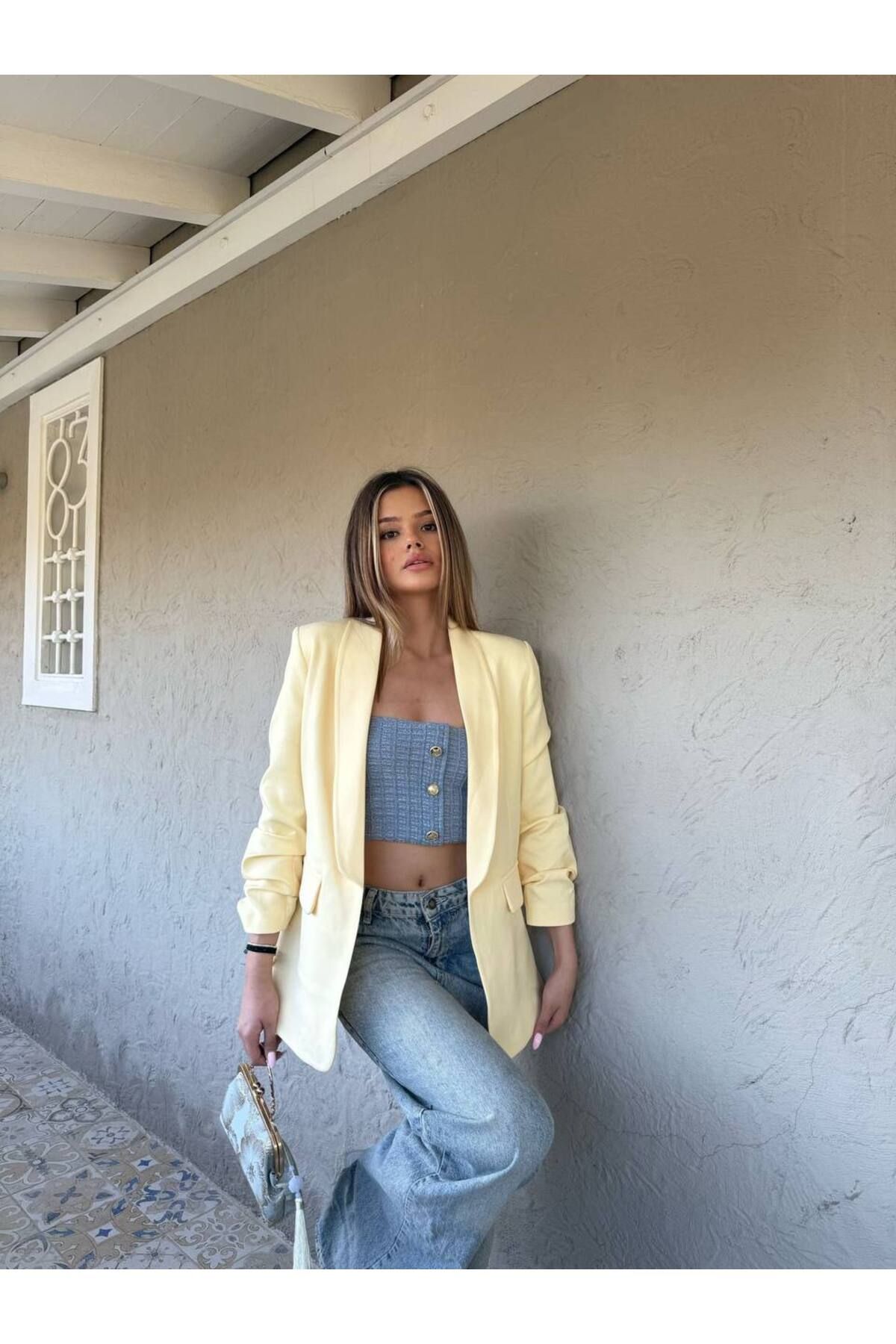 Castivo Fashion Oversize Cepli Yazlık Blazer Ceket