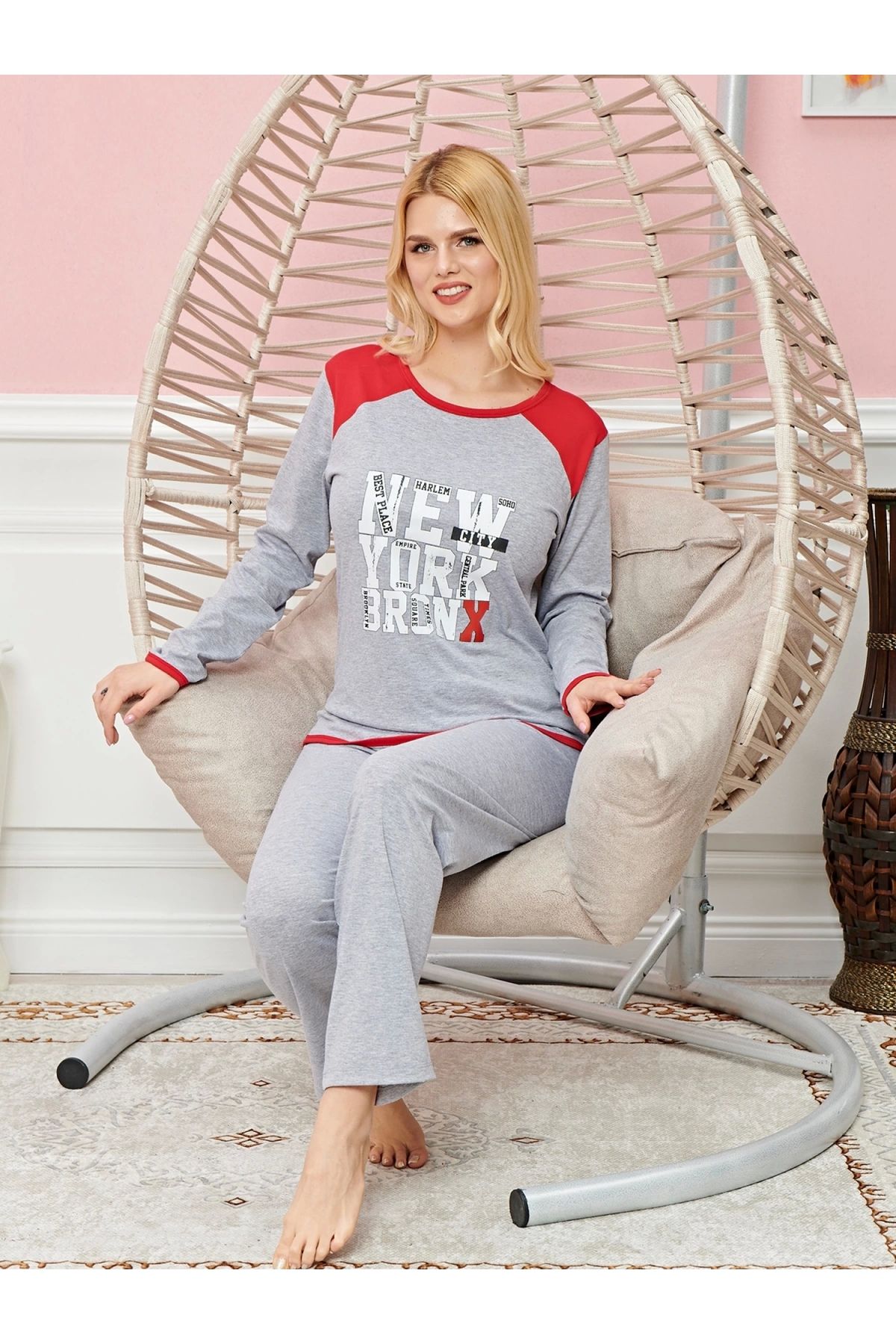 POLEXP Şık Uzun Kollu Pijama Takımı