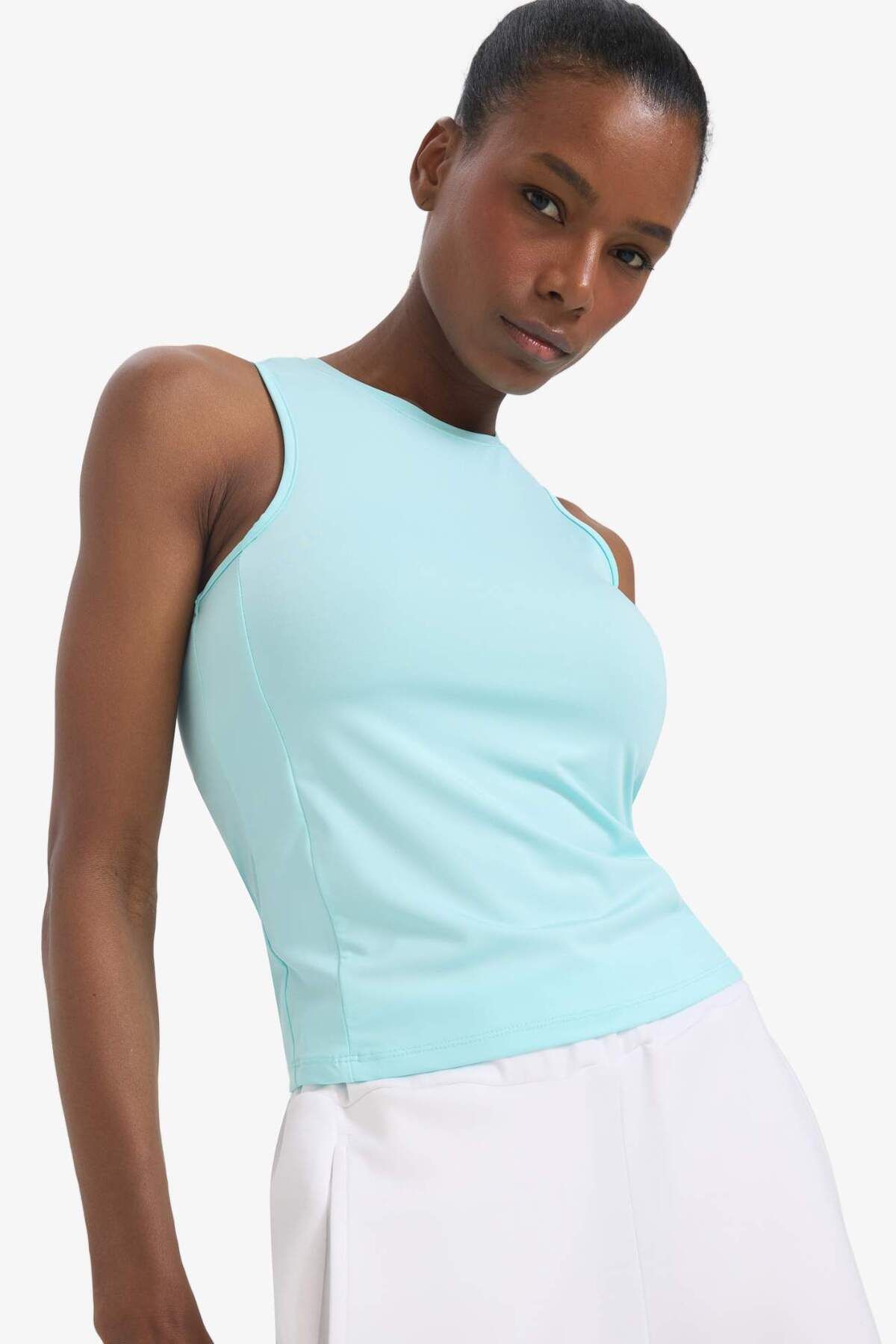DeFacto DeFactoFit Slim Fit Dar Kesim Basic Düz Bisiklet Yaka Sporcu Atlet F3265AX25SM