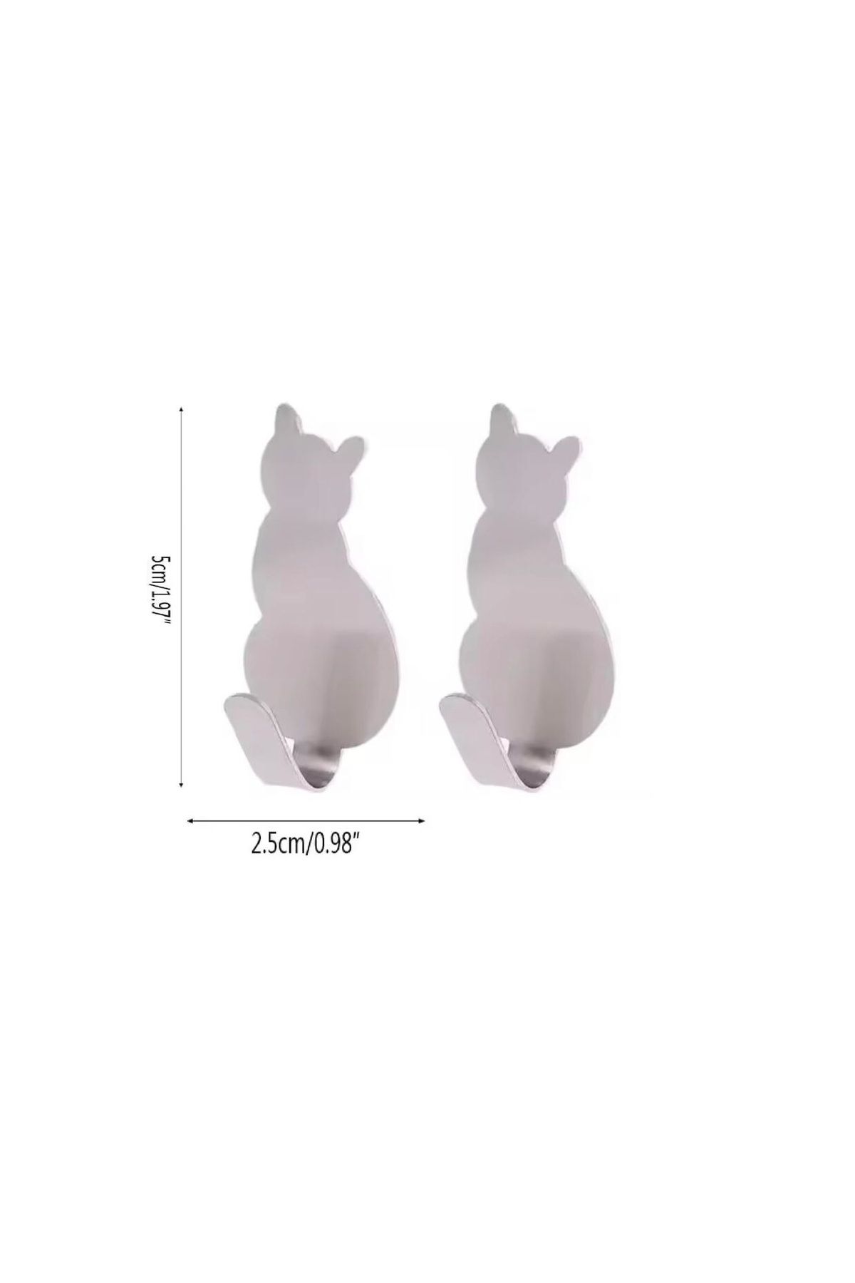 BGA 2 adet yapışkanlı Metal kedi askılık anahtarlık banyo kapı kedi askılık 5cmx2,5cm