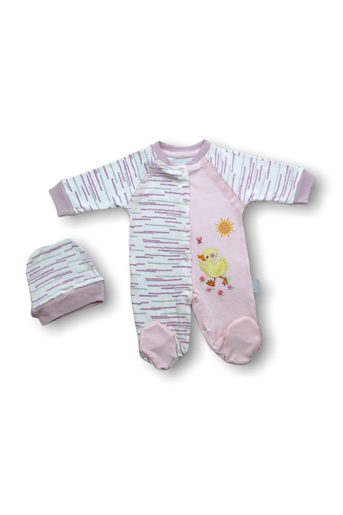 POLEXP Pembe Bebek Tulumu - Sevimli Ördek Nakışı