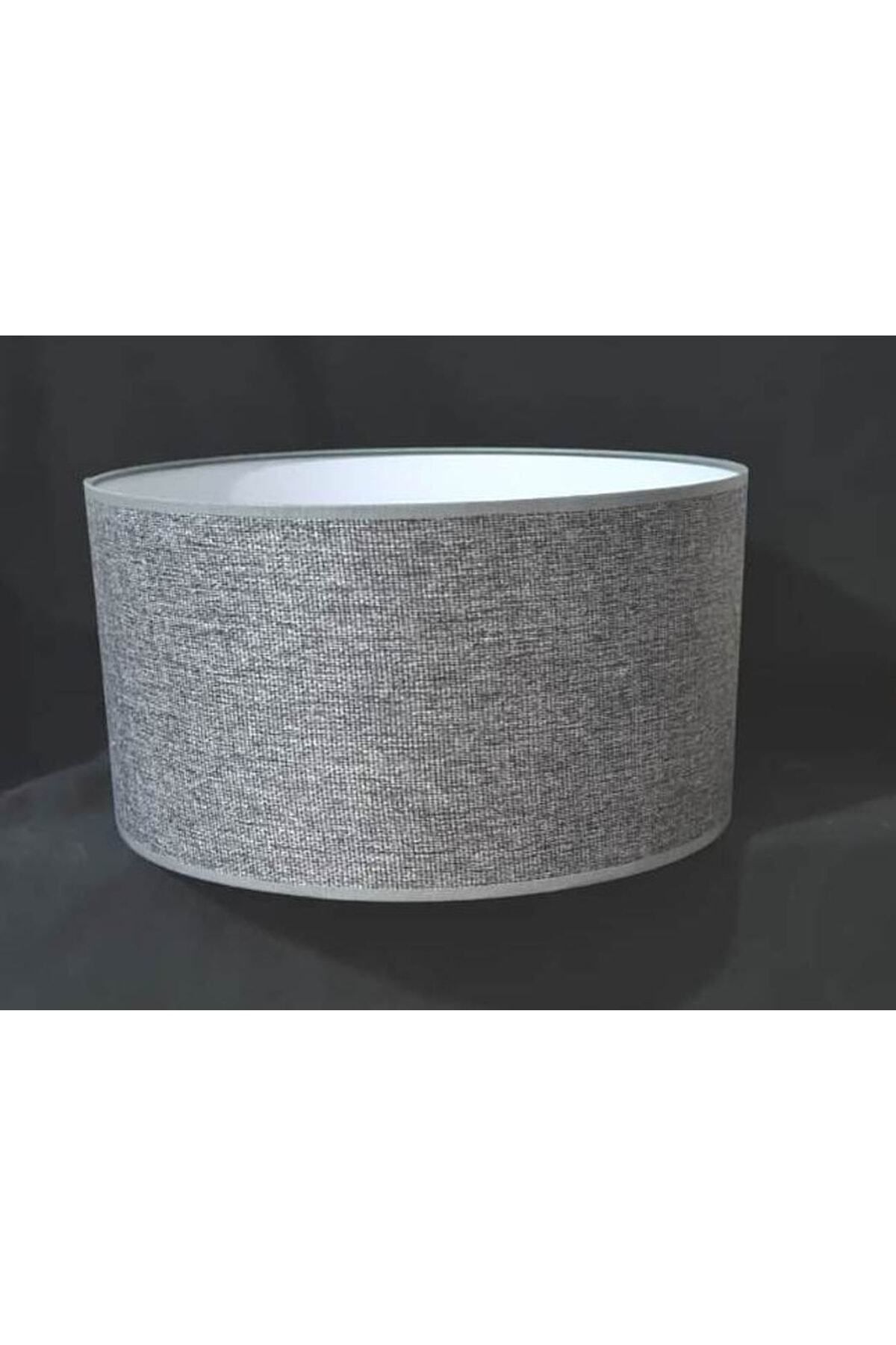 SerenityHaven Gri Lambader Başlığı Silindir Kumaş Çap 30 cm AB863