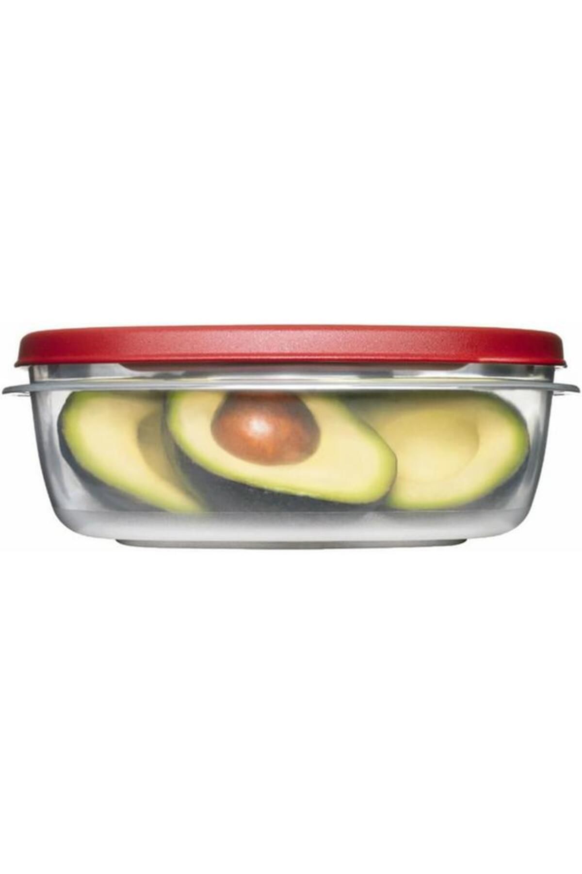 Generic-Rubbermaid Easy Find Lids Square Food Container Chilli Red and Clear 2.1 Liter 1777090 3