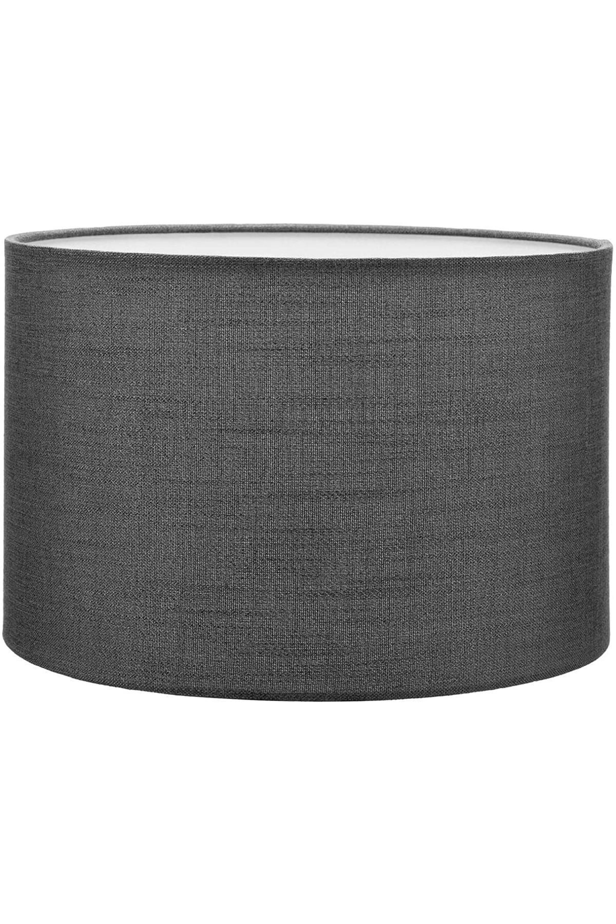 SerenityHaven Antrasit Lambader Başlığı Kumaş Çap 30 cm Silindir AB845