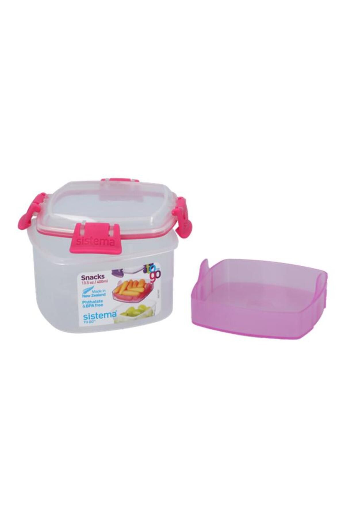 Generic-sistema Square Food Storage Container Clear and Pink 400ml (Multicolour) 2
