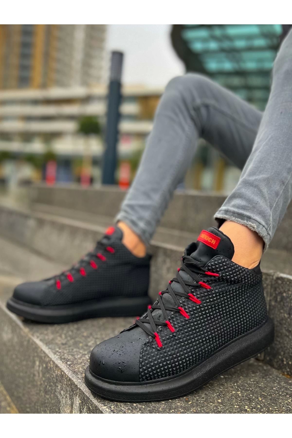 POLEXP Modern Tarzda Milano Erkek Botu SIYAH/KIRMIZI