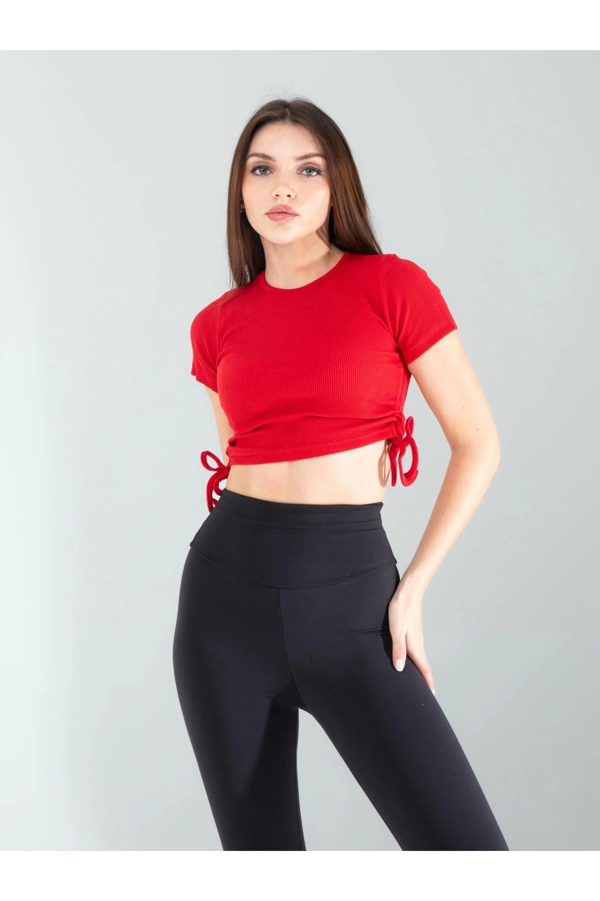 POLEXP Şık ve Trendy Kırmızı Crop Bluz