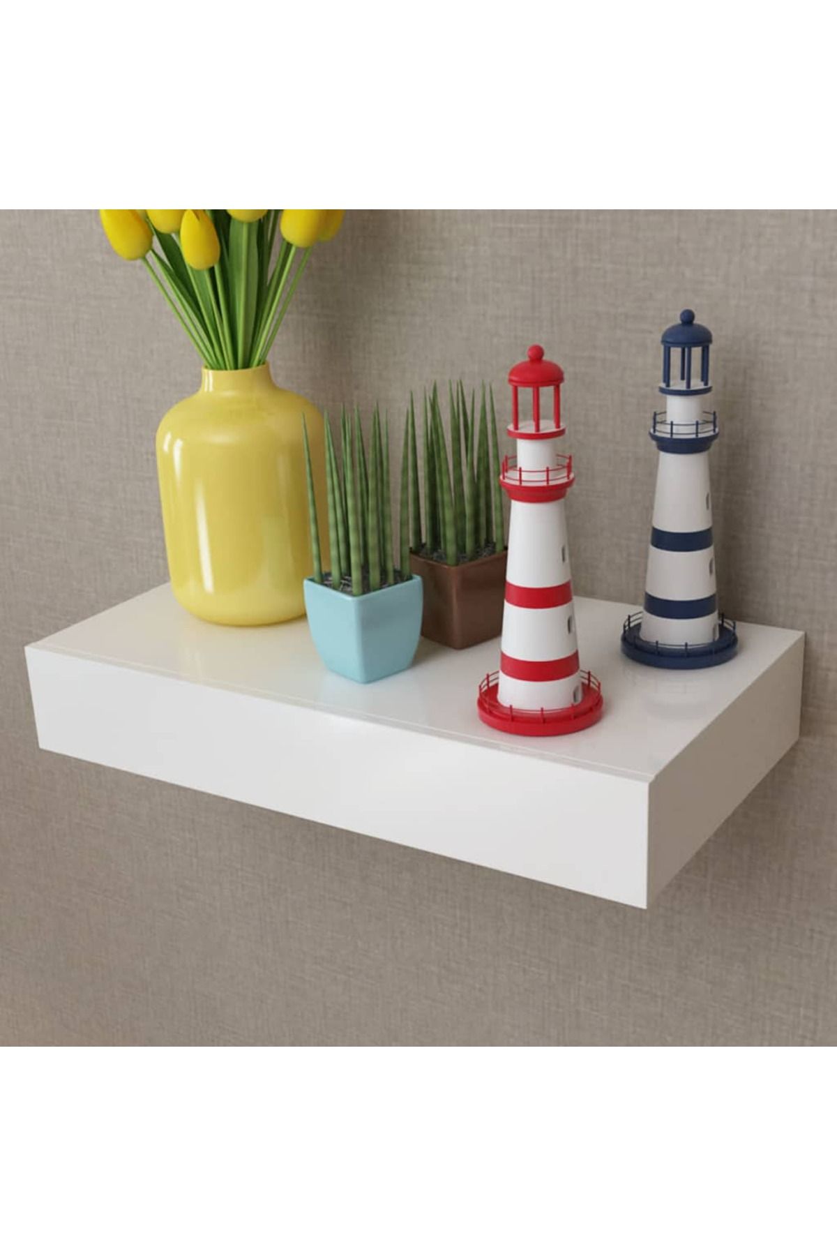 vidaxl-White MDF Floating Wall Display Shelf 1 Drawer Book/DVD Storage 4