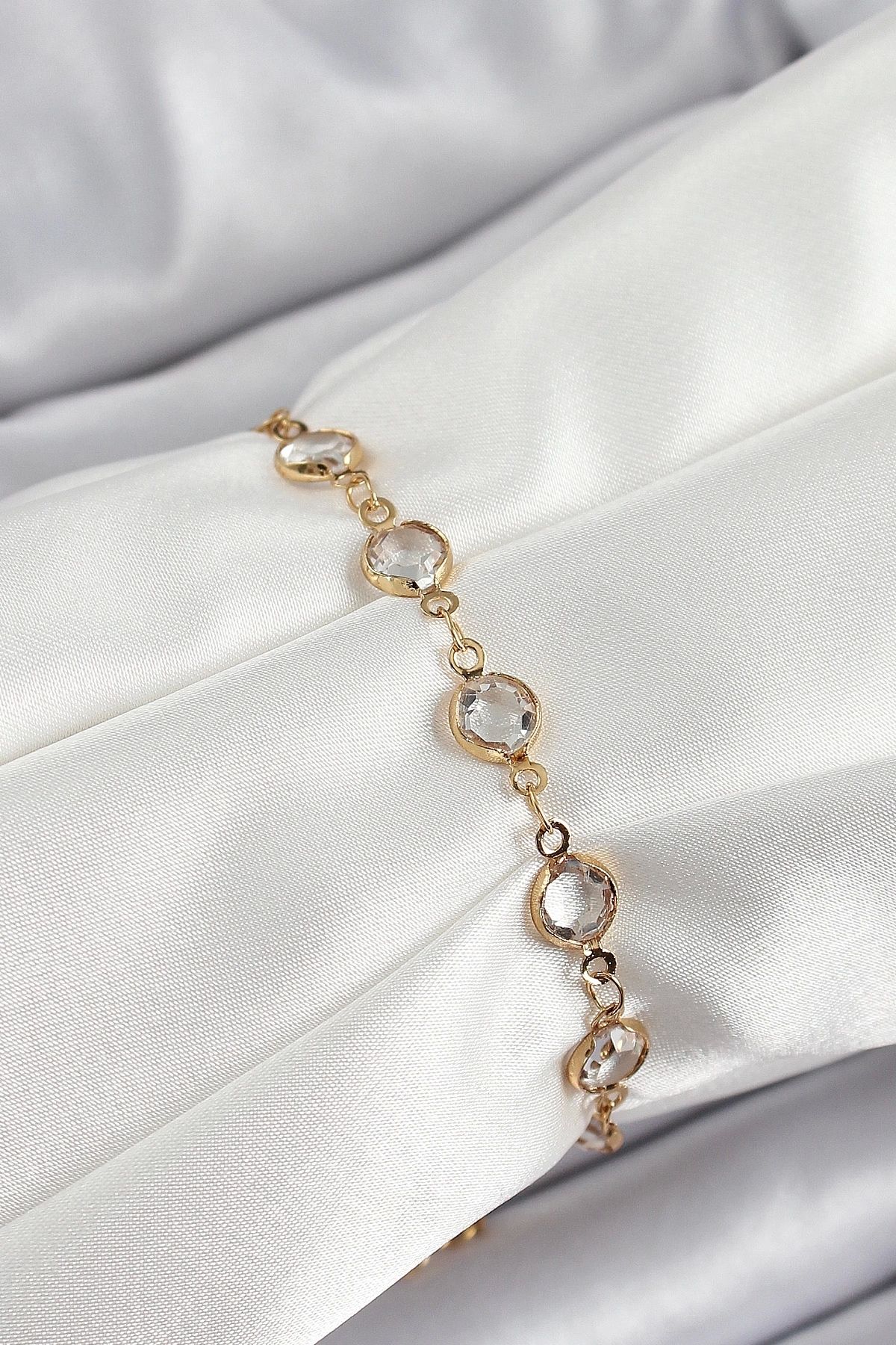 GLIMMERY Pirinç Gold Renk Zirkon Taşlı Kadın Bileklik
